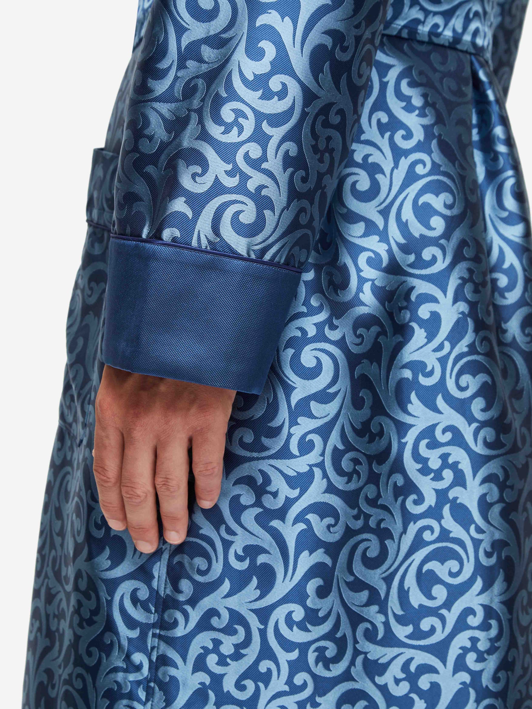 Men's Dressing Gown Verona 63 Silk Jacquard Navy