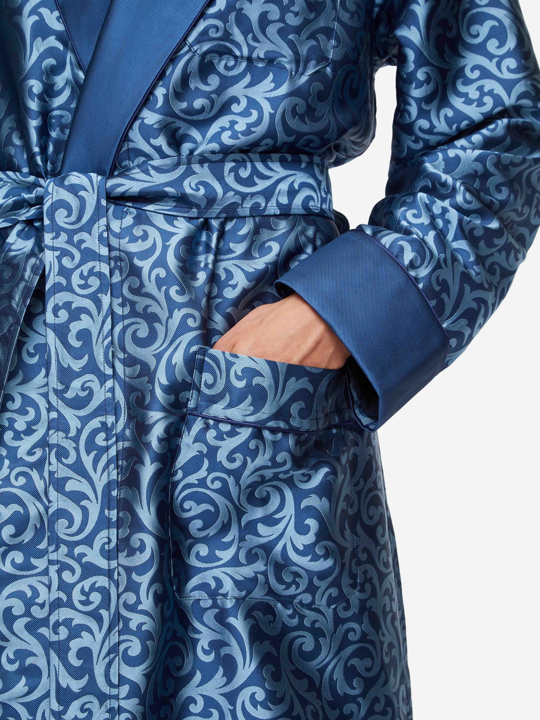 Men's Dressing Gown Verona 63 Silk Jacquard Navy