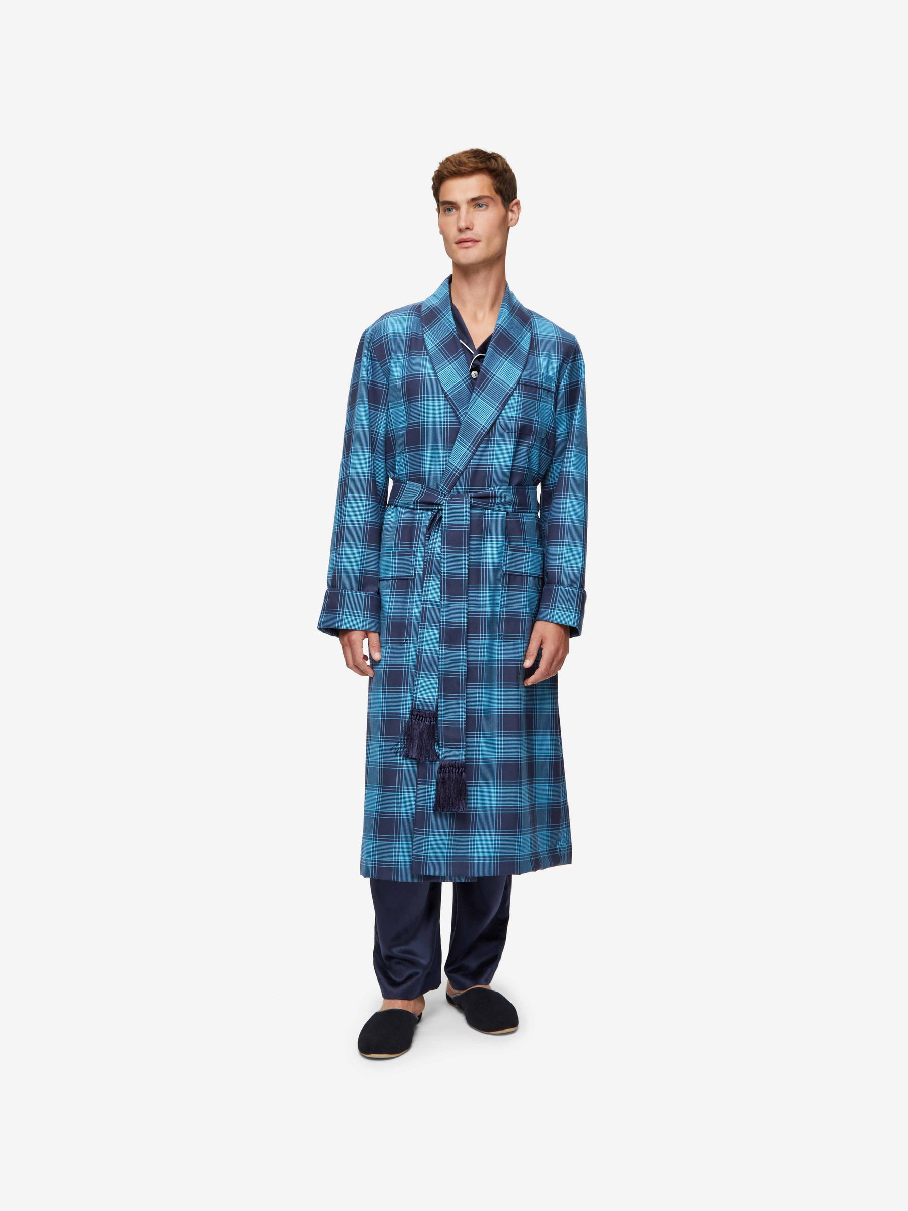 Men's Dressing Gown York 41 Wool Blue