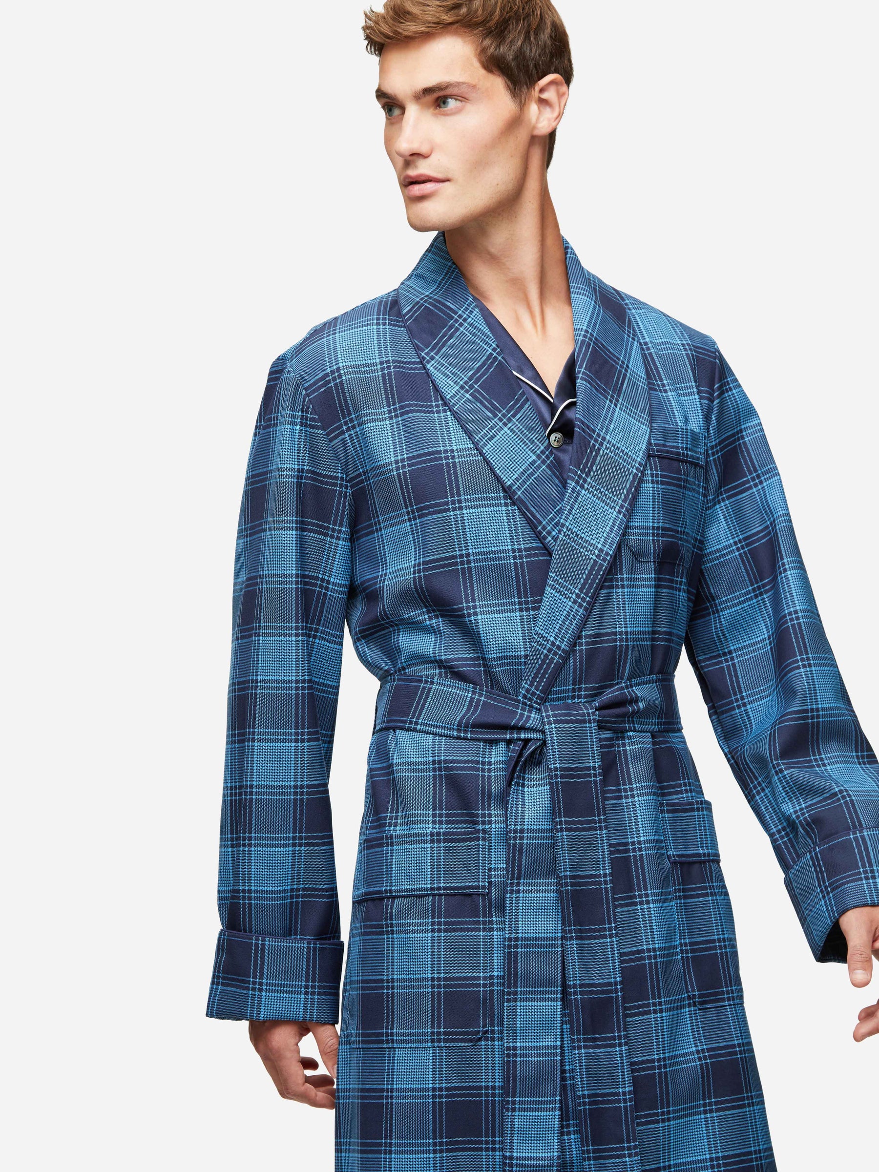 Men's Dressing Gown York 41 Wool Blue