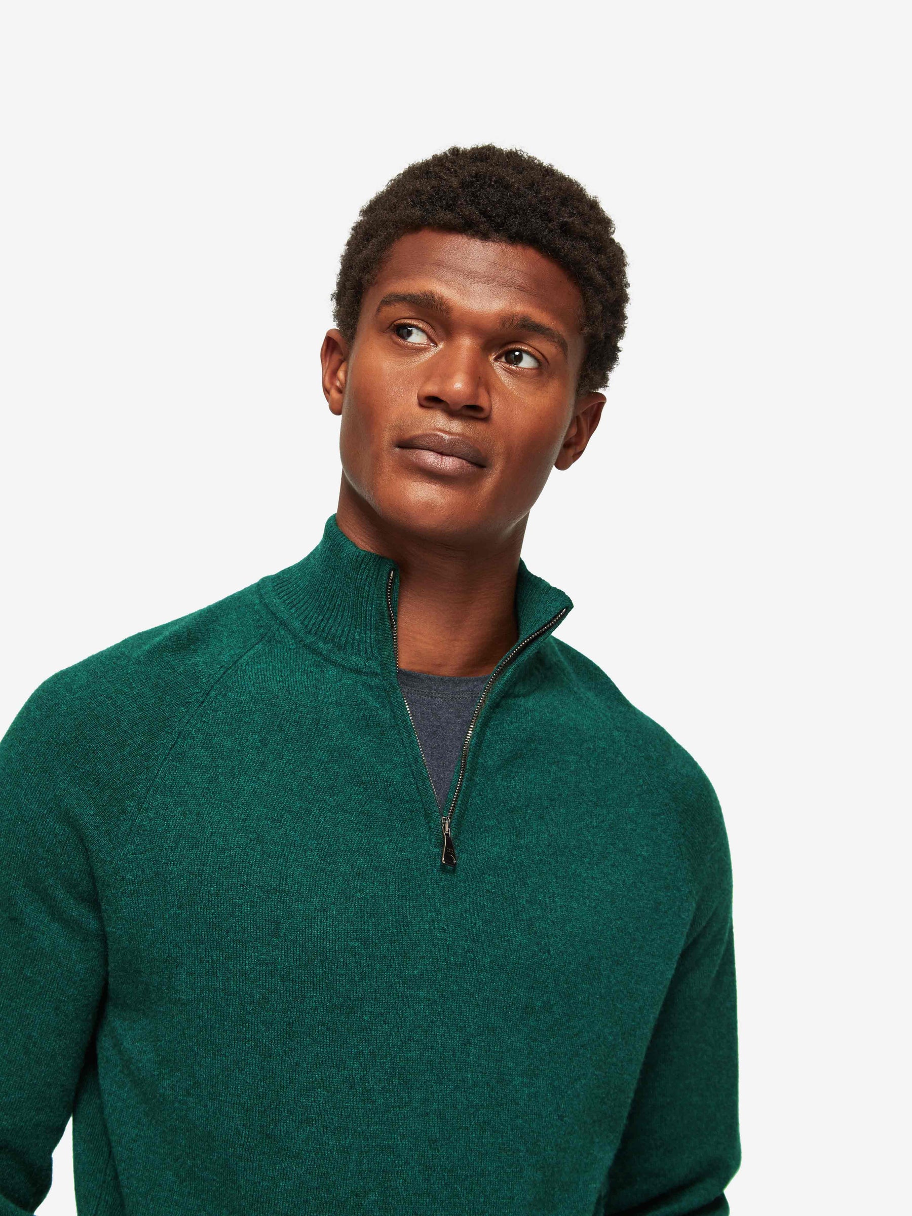 Men's Half-Zip Sweater Finley Cashmere Dark Green Heather