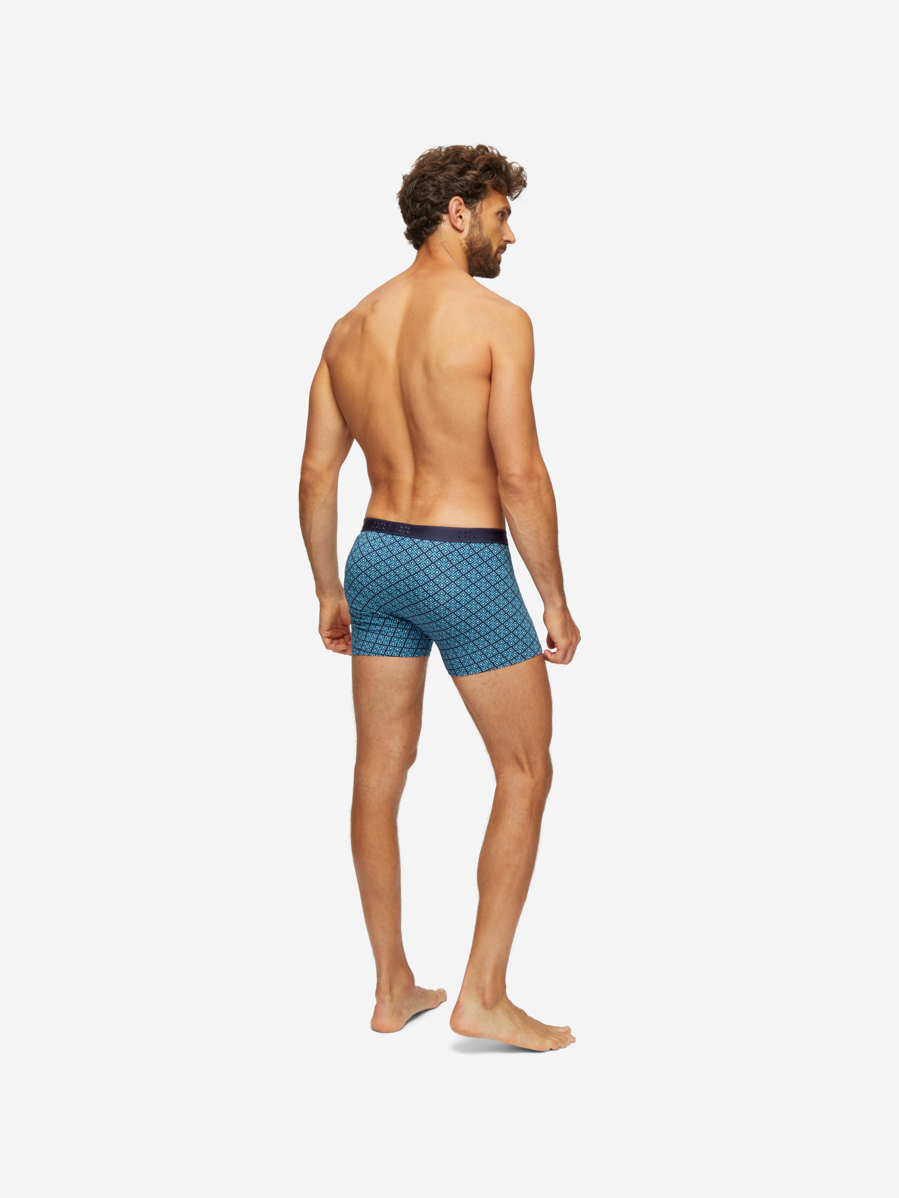 Men's Boxer Briefs Geometric Pima Cotton Stretch 3 Navy
