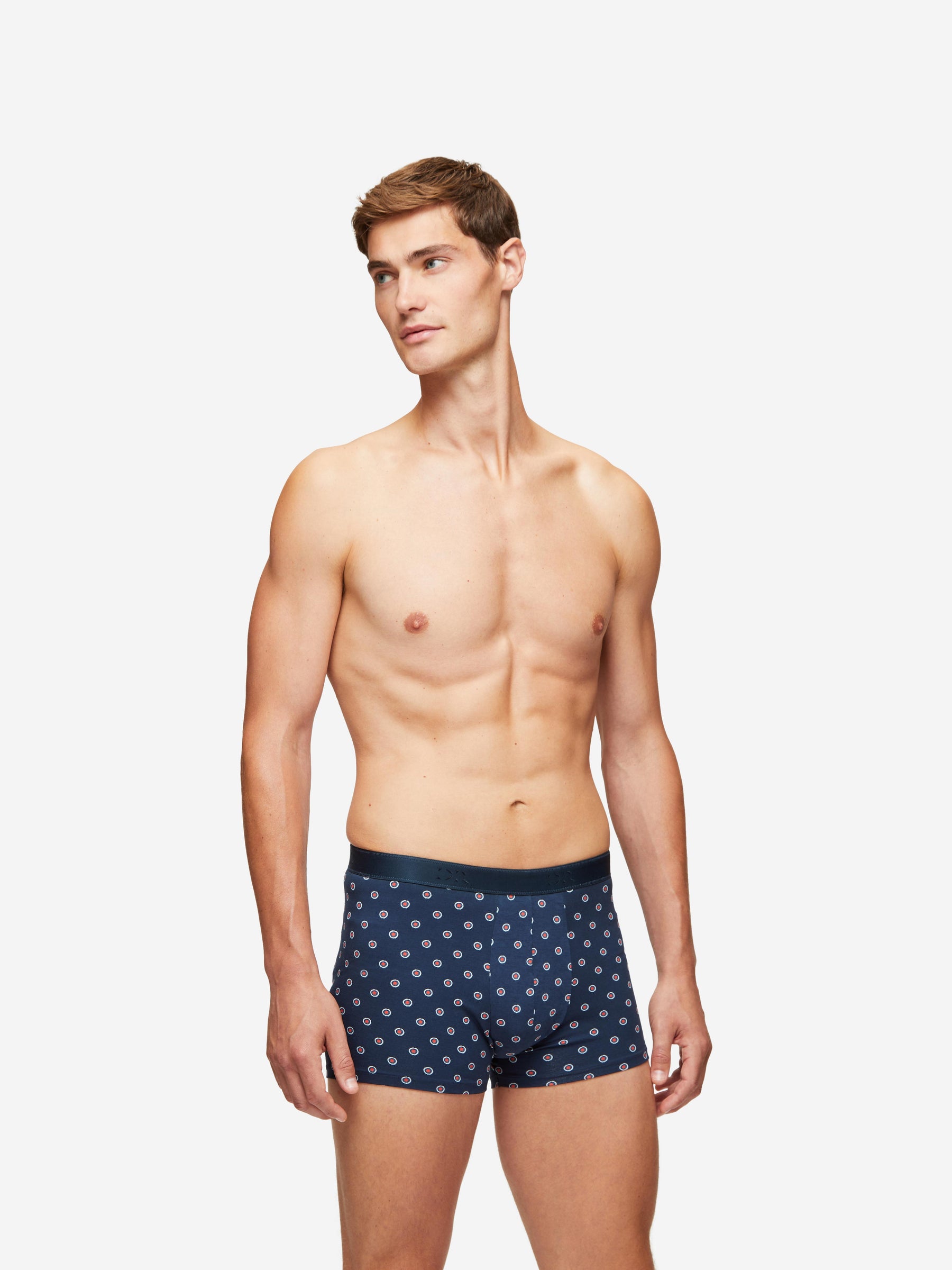 Men's Boxer Briefs Geometric Pima Cotton Stretch 4 Navy