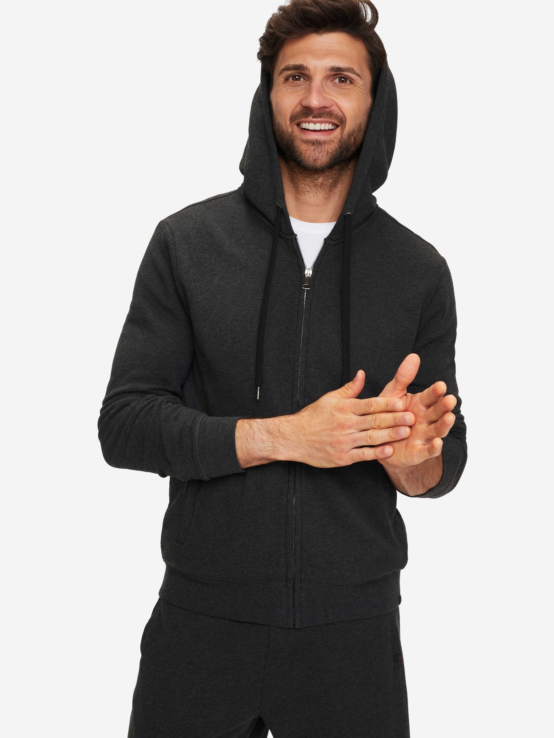 Men's Hoodie Quinn Cotton Modal Charcoal