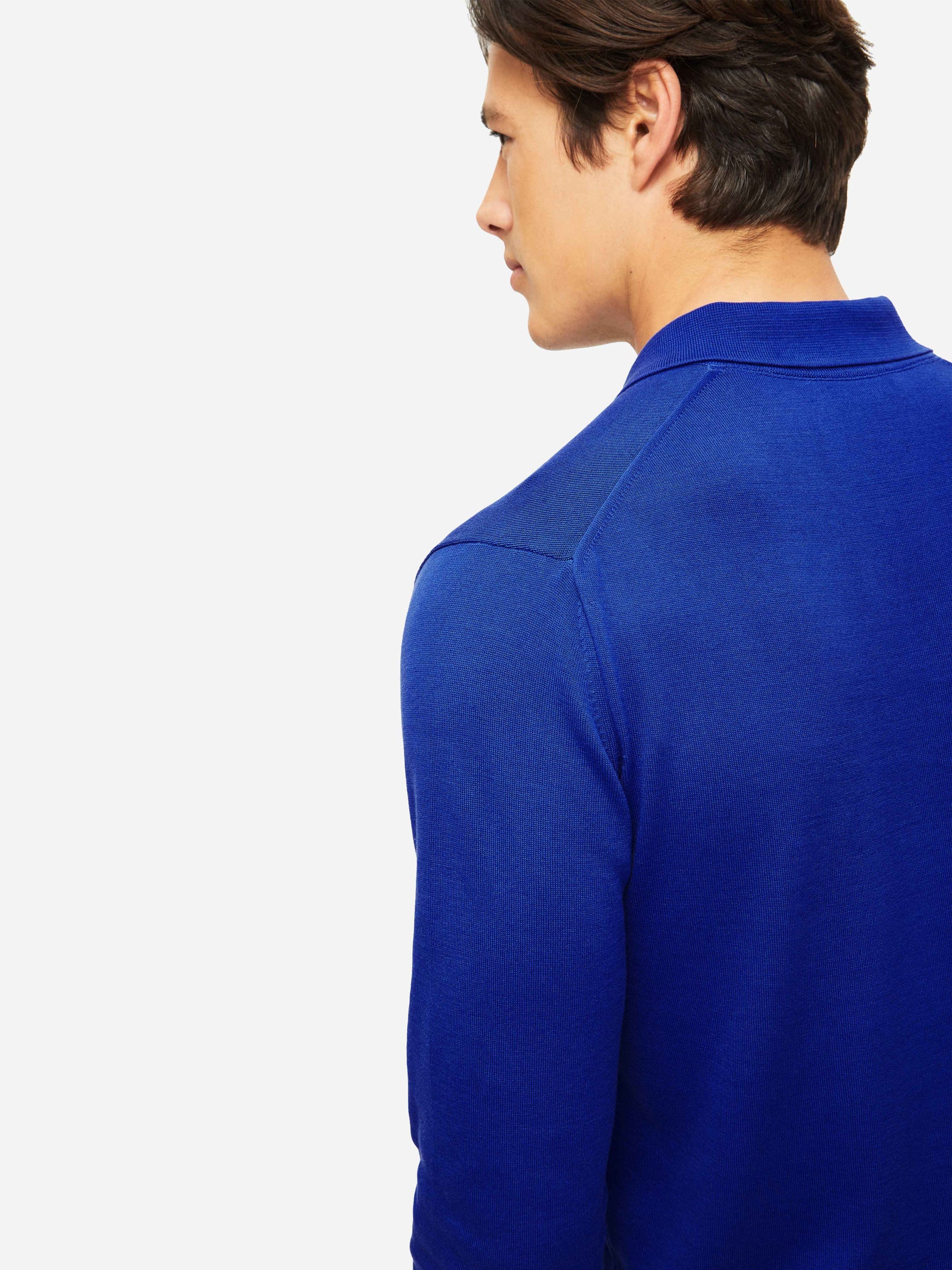 Men's Long Sleeve Polo Shirt Jacob Sea Island Cotton Blue