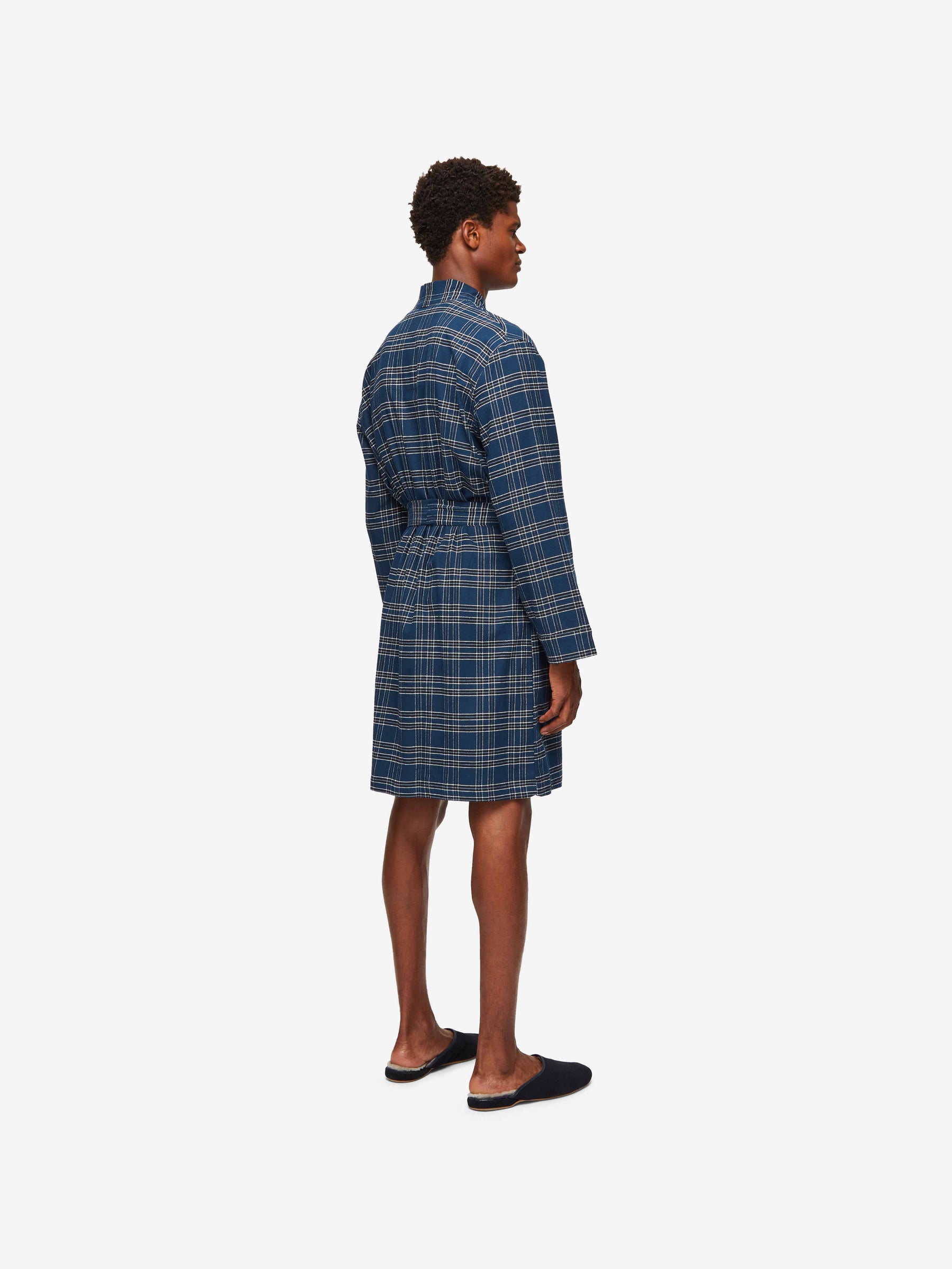 Men's Lounge Gown Kelburn 30 Brushed Cotton Navy