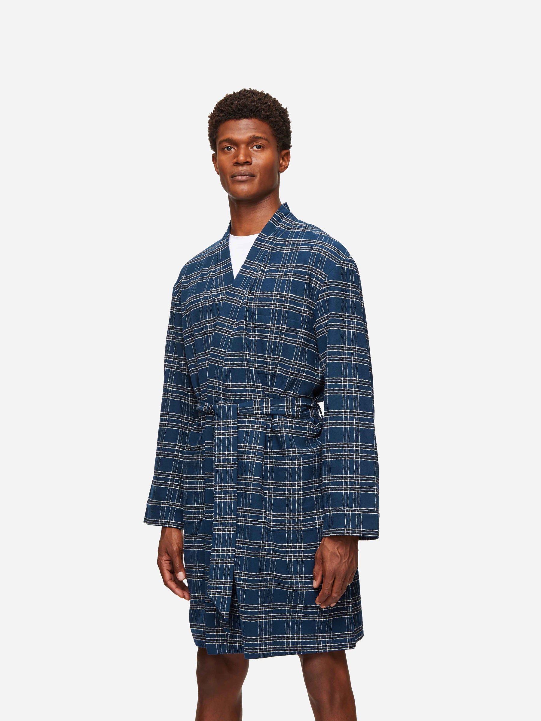 Men's Lounge Gown Kelburn 30 Brushed Cotton Navy