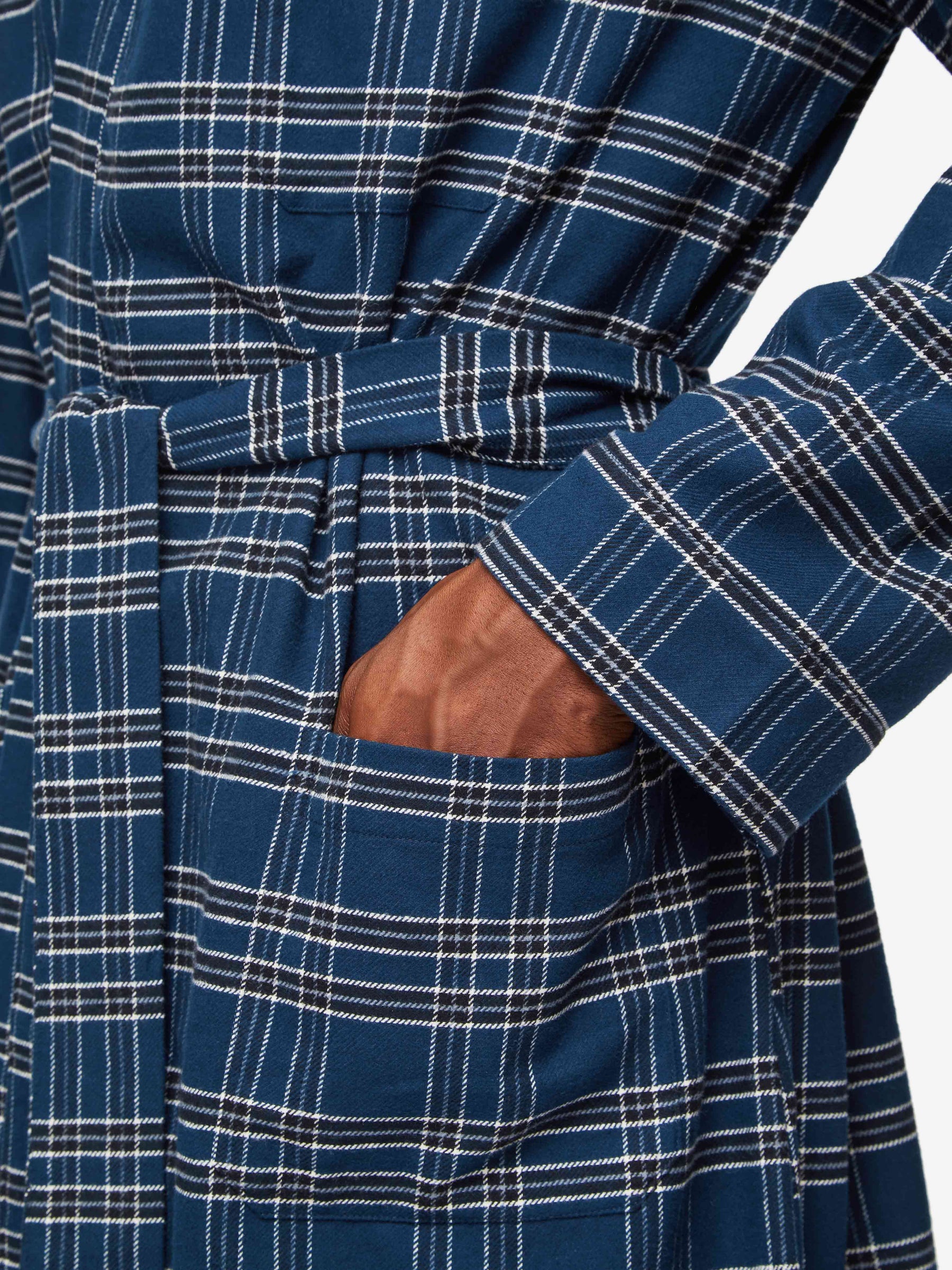 Men's Lounge Gown Kelburn 30 Brushed Cotton Navy
