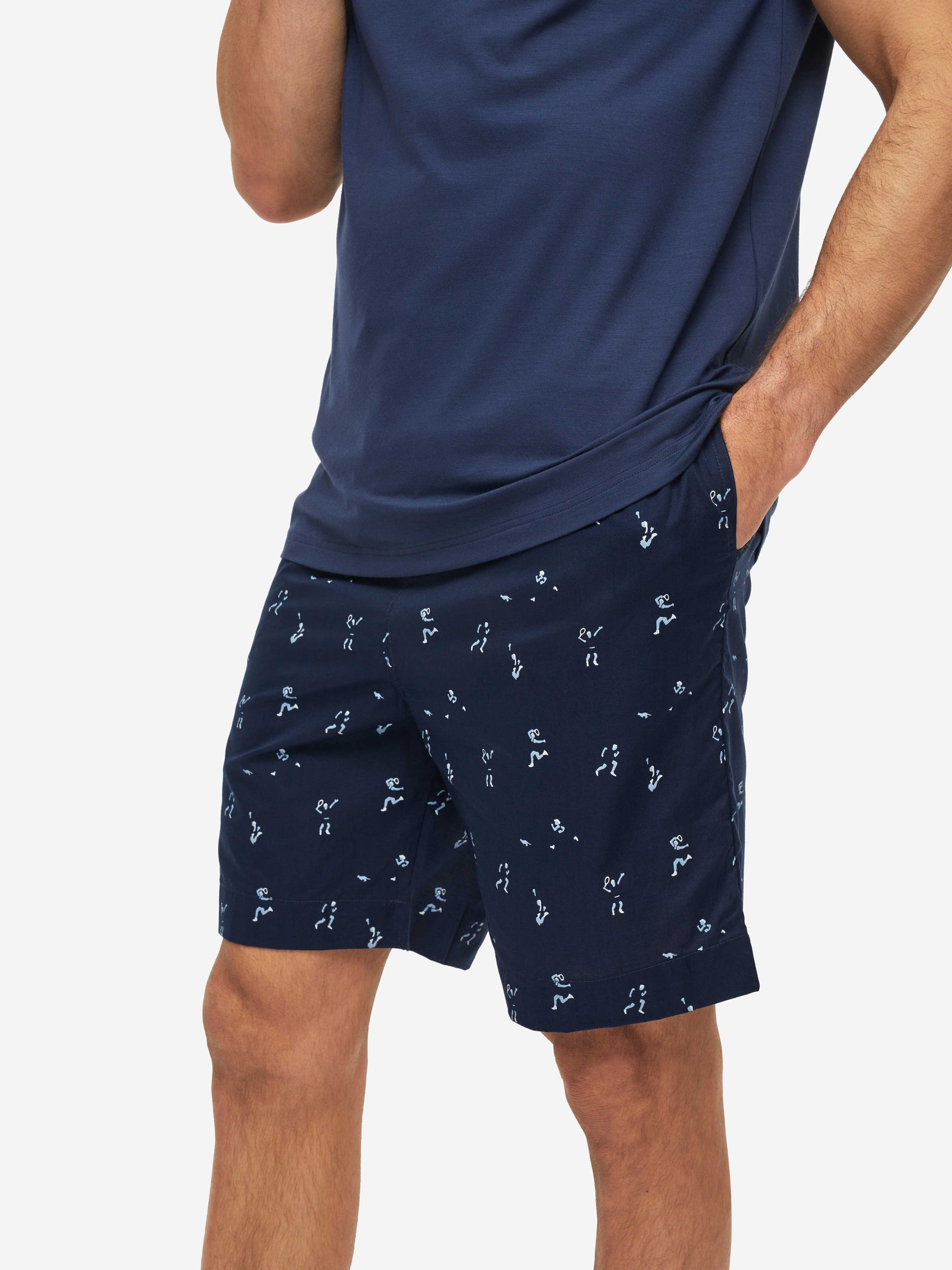 Men's Lounge Shorts Nelson 91 Cotton Batiste Navy
