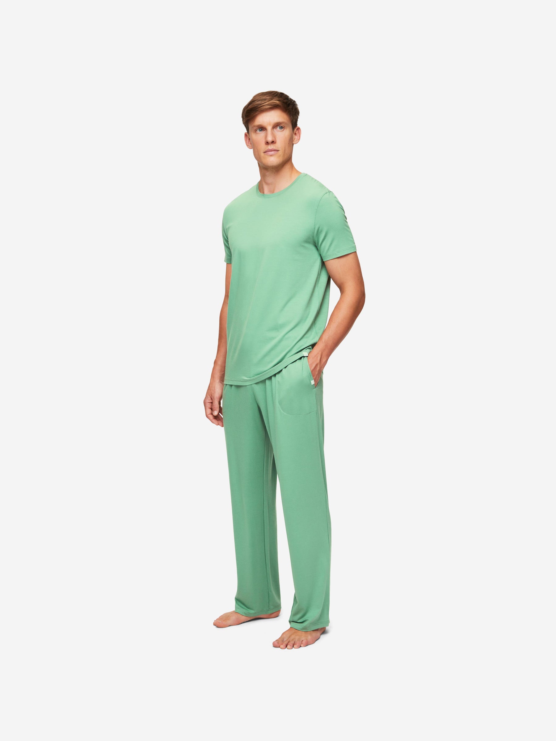 Men's Lounge Trousers Basel Micro Modal Stretch Sage Green
