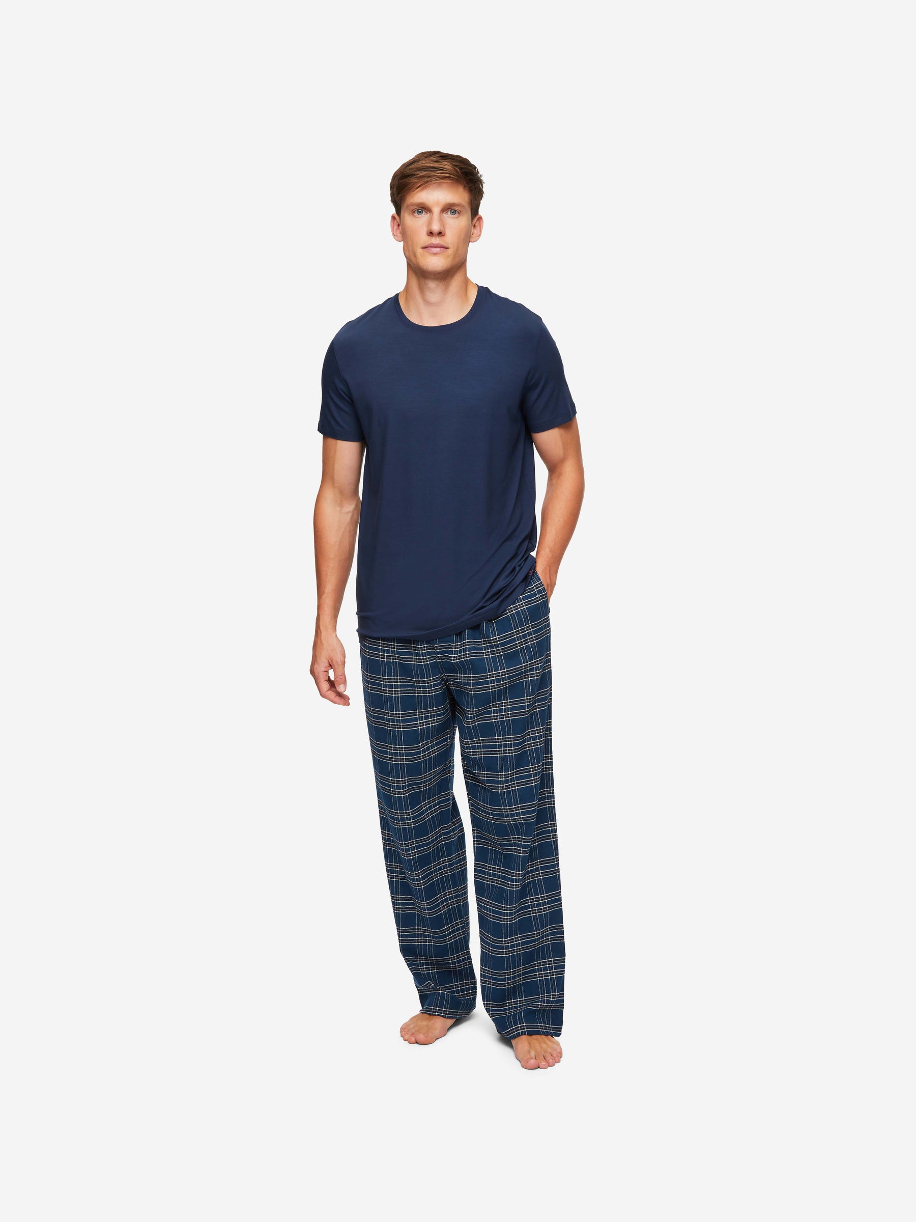 Men's Lounge Trousers Kelburn 30 Brushed Cotton Navy