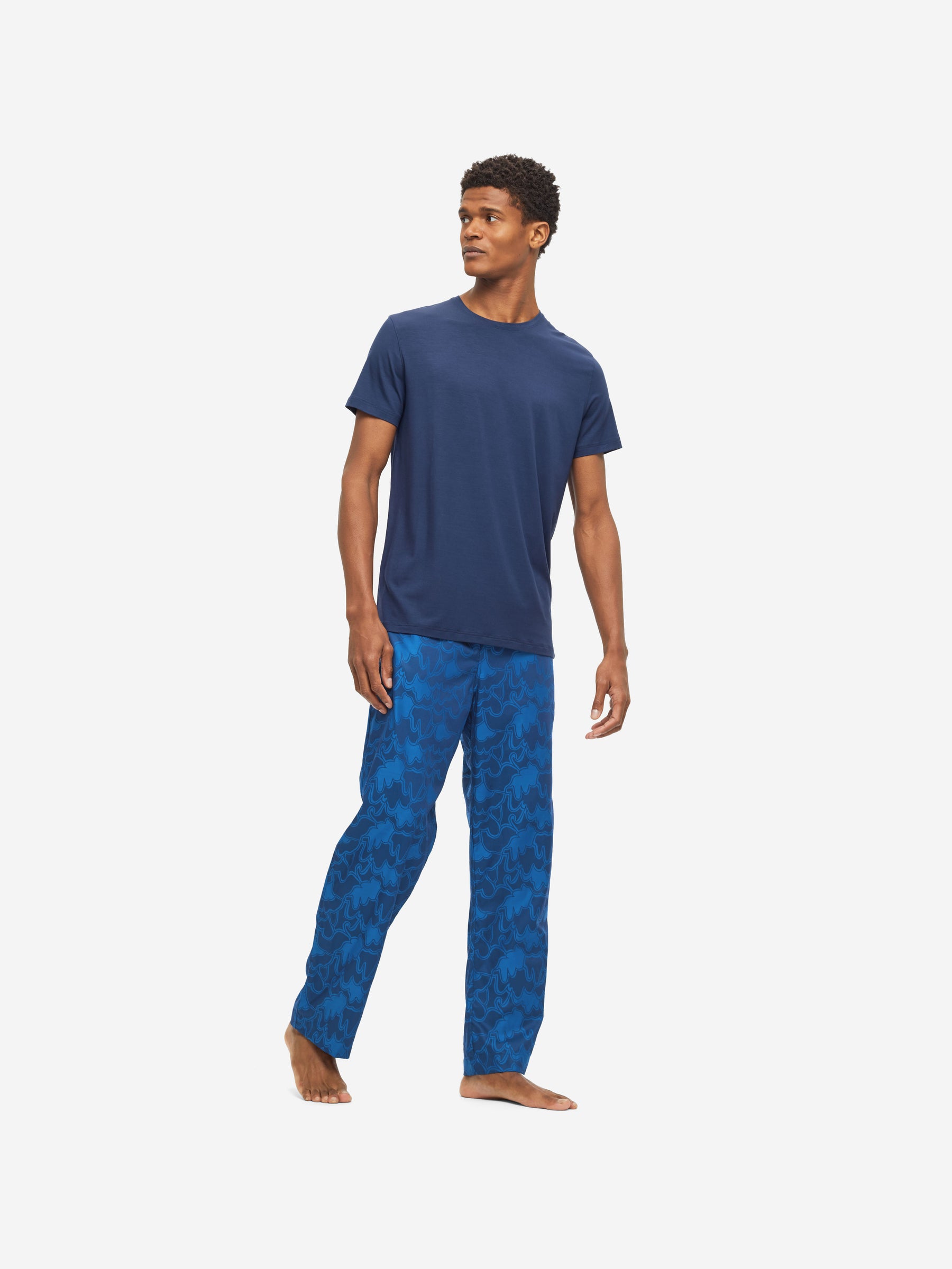 Men's Lounge Trousers Paris 23 Cotton Jacquard Navy