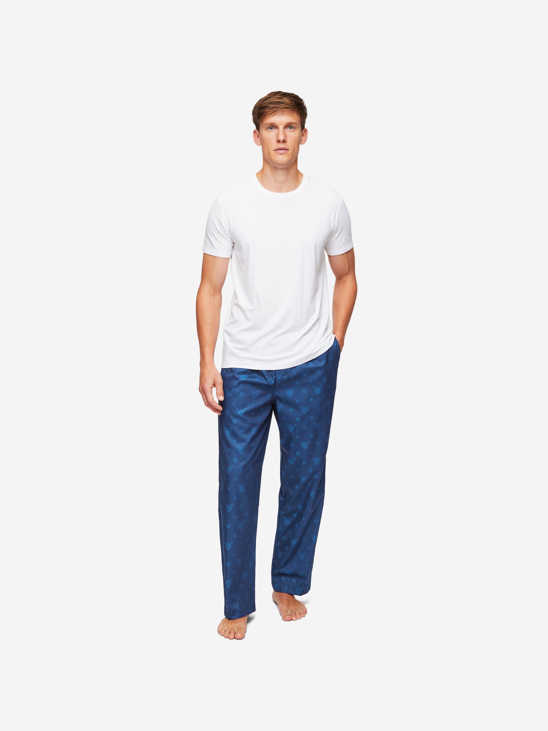 Men's Lounge Trousers Paris 24 Cotton Jacquard Navy