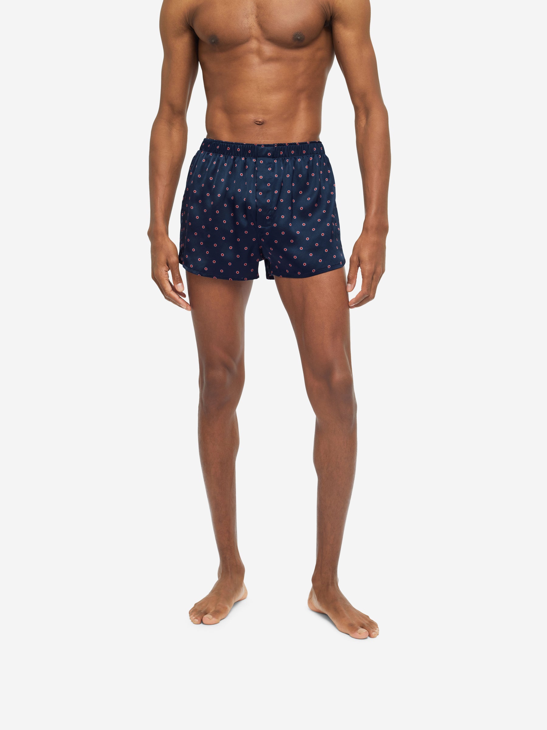 Men's Modern Fit Boxers Brindisi 79 Silk Satin Navy