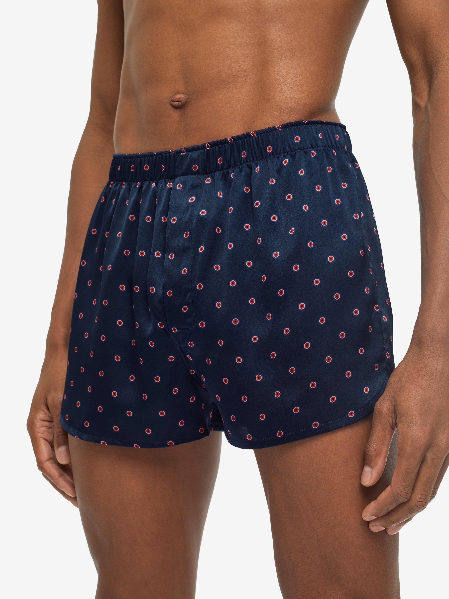 Men's Modern Fit Boxers Brindisi 79 Silk Satin Navy