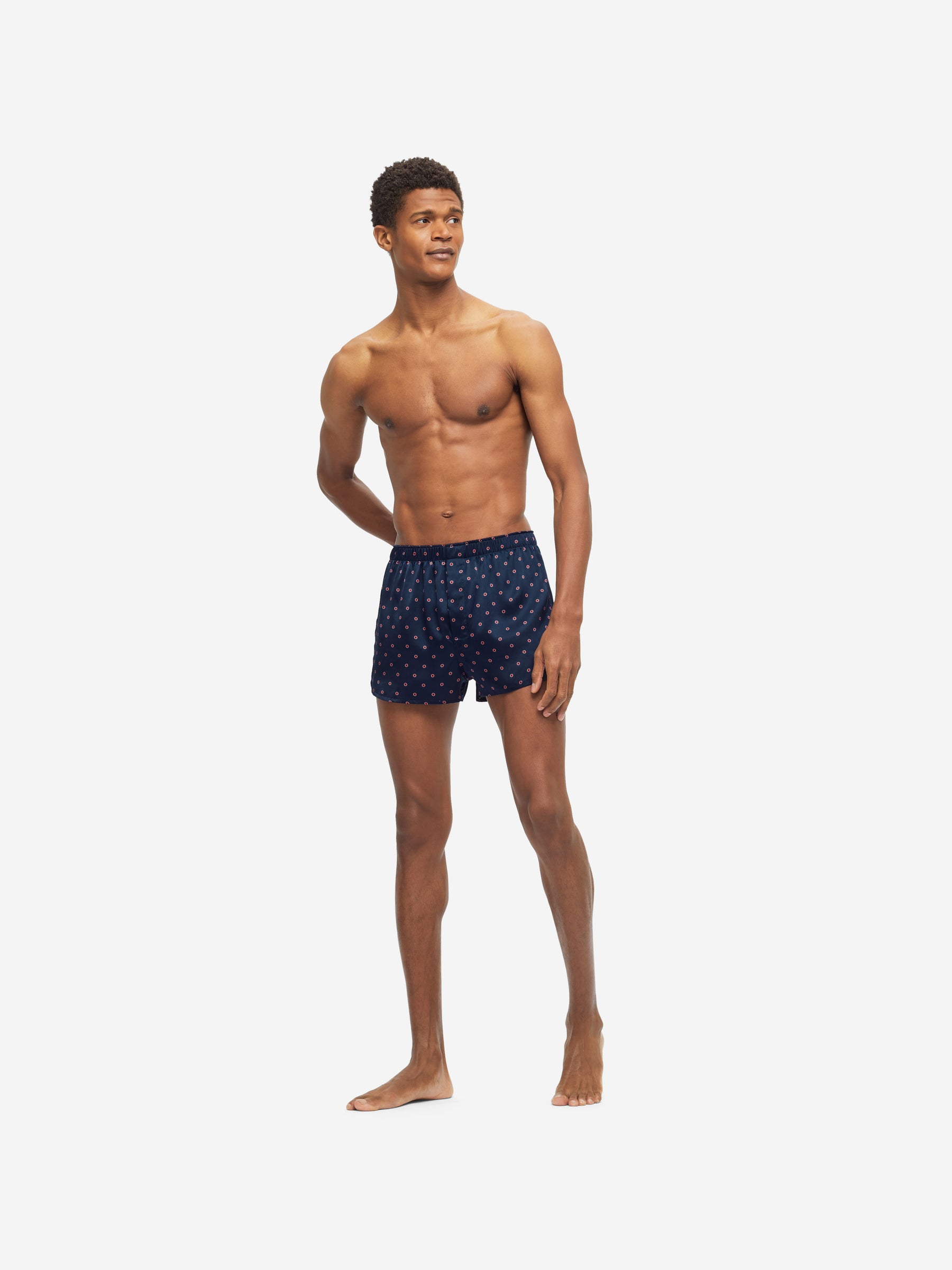 Men's Modern Fit Boxers Brindisi 79 Silk Satin Navy
