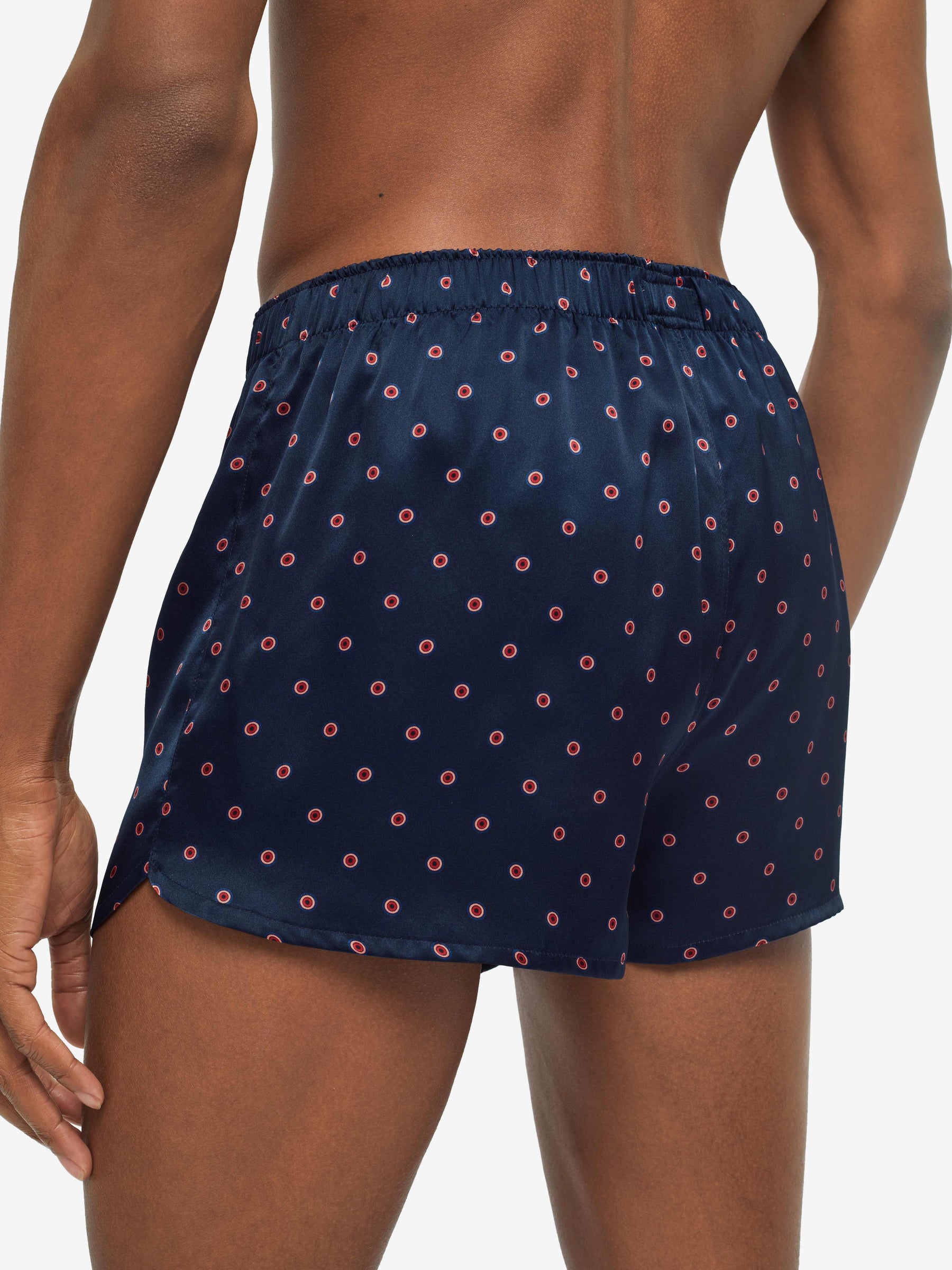Men's Modern Fit Boxers Brindisi 79 Silk Satin Navy