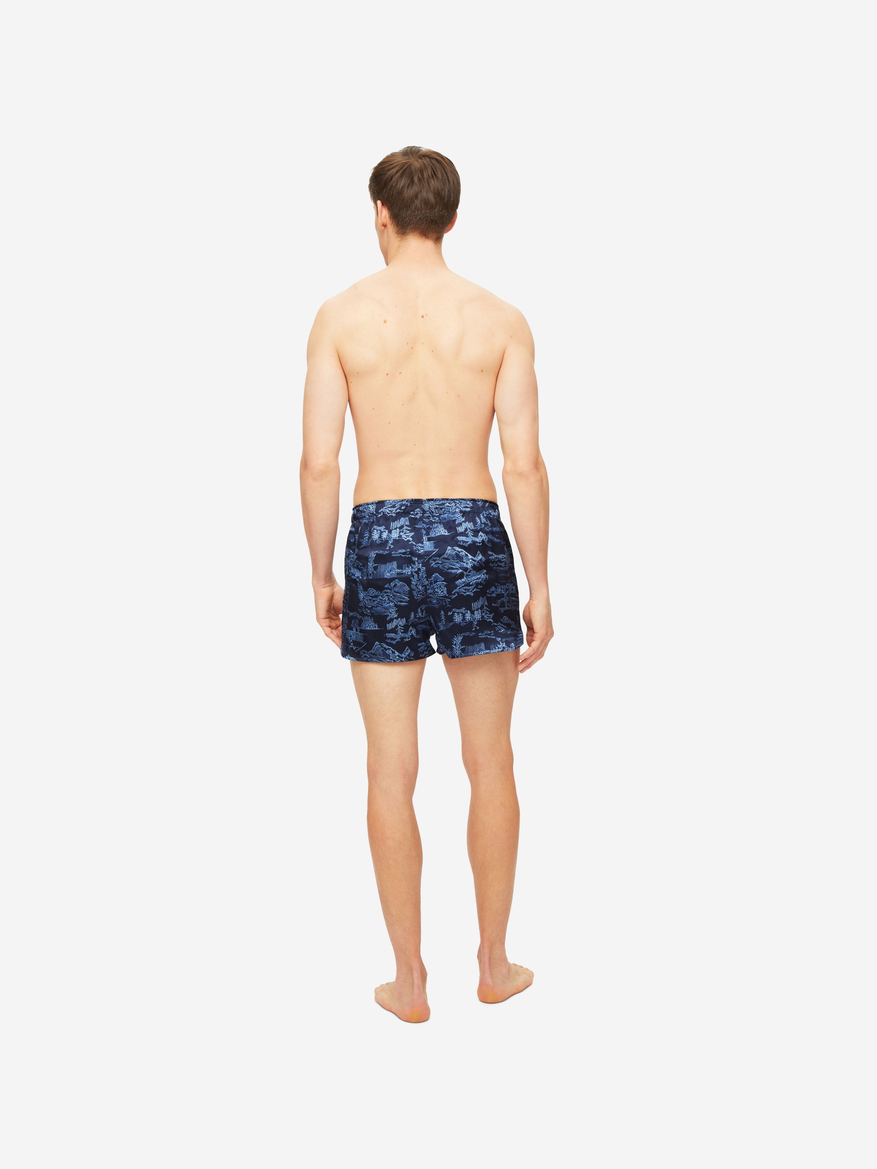 Men's Modern Fit Boxers Brindisi 84 Silk Satin Navy