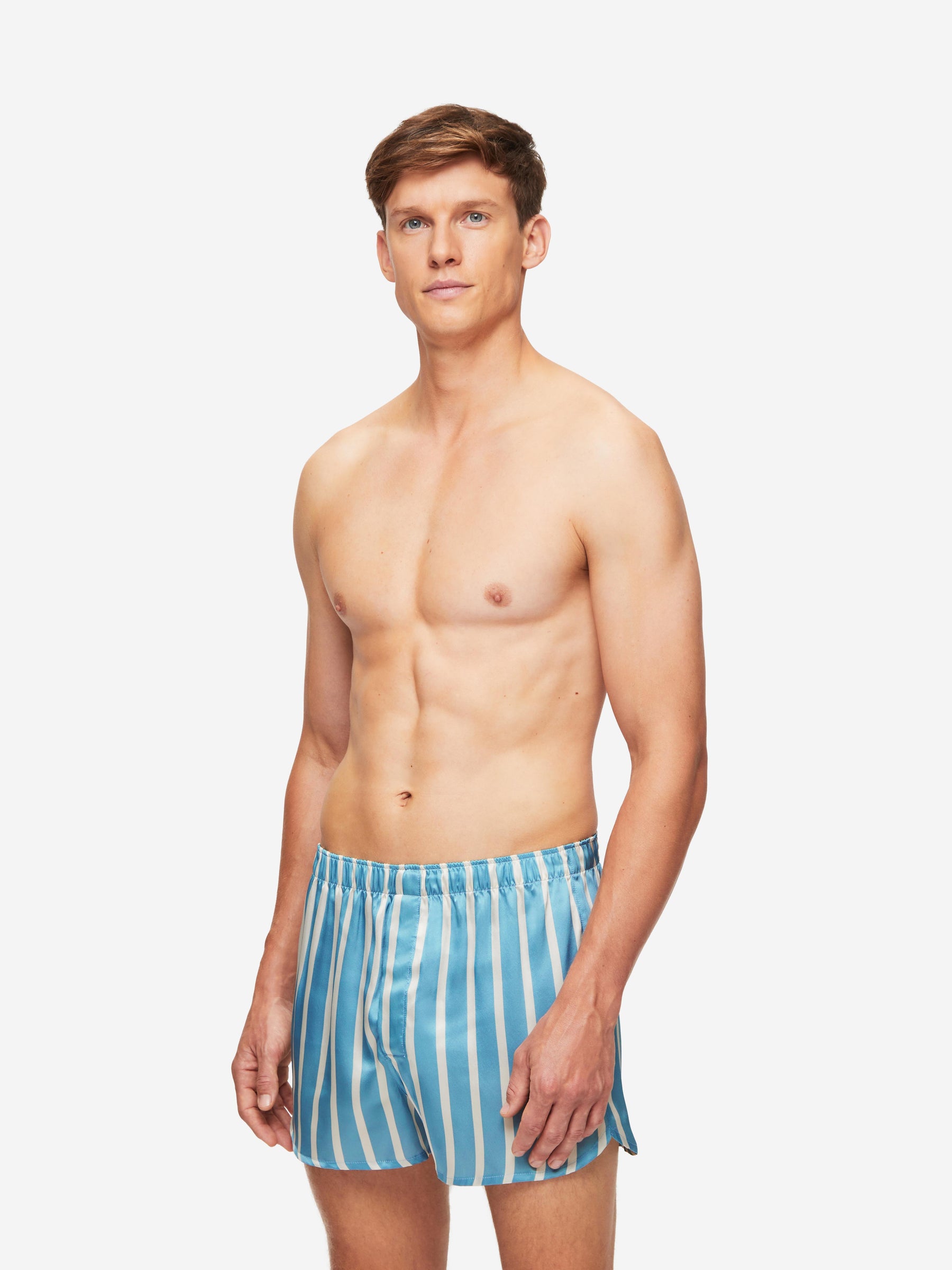 Men's Modern Fit Boxers Brindisi 88 Silk Satin Blue