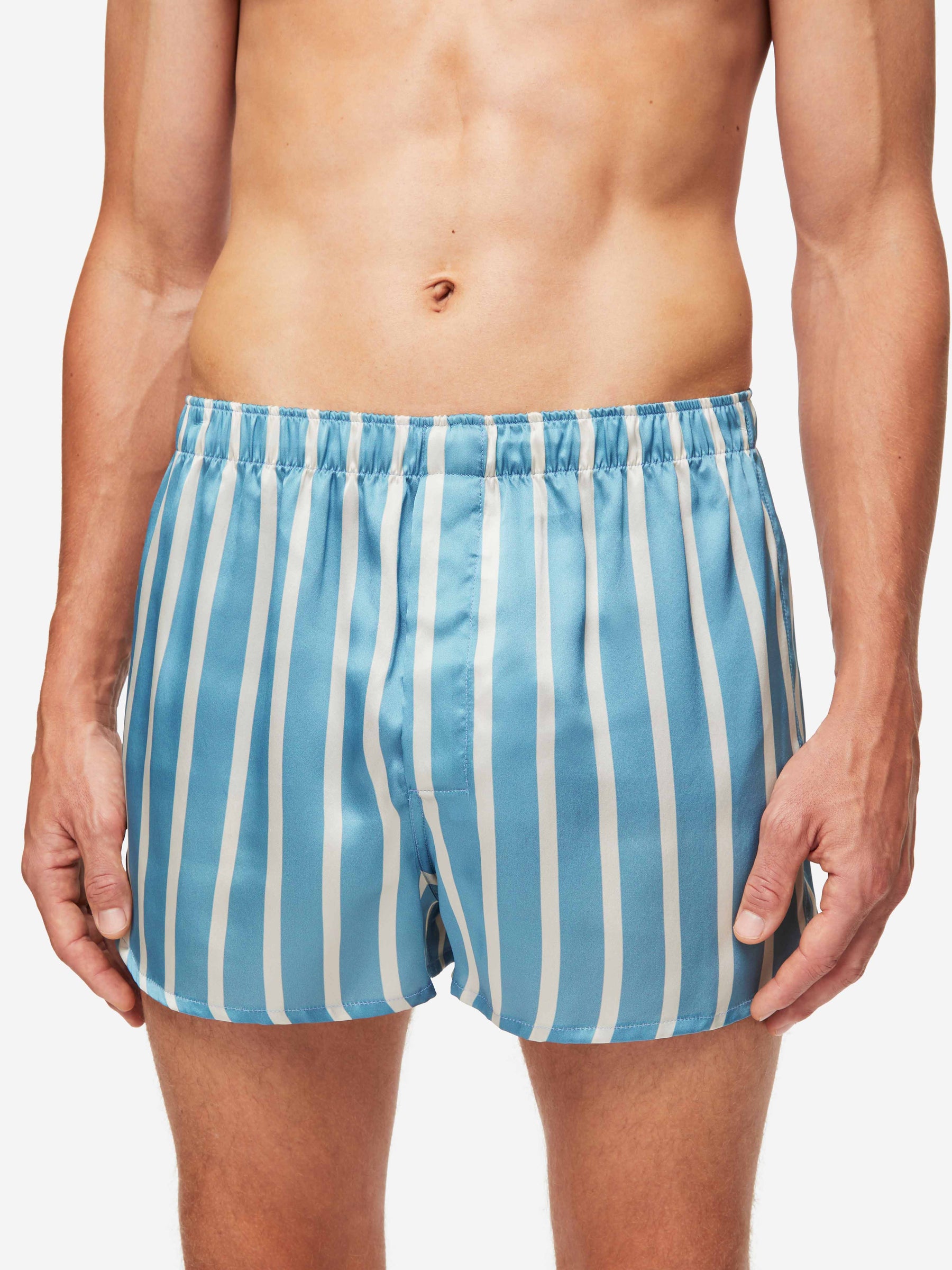 Men's Modern Fit Boxers Brindisi 88 Silk Satin Blue