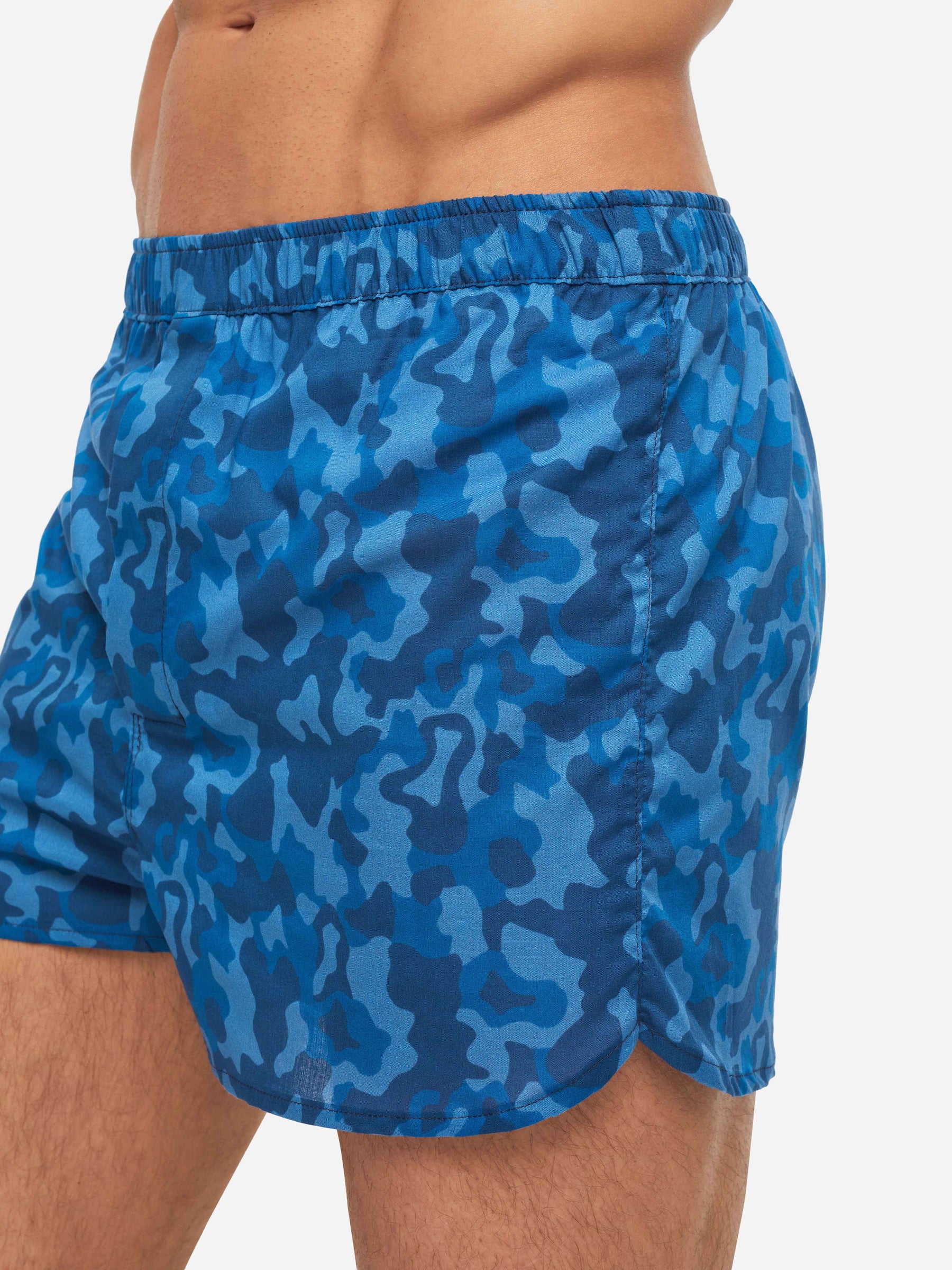 Men's Modern Fit Boxers Ledbury 55 Cotton Batiste Blue
