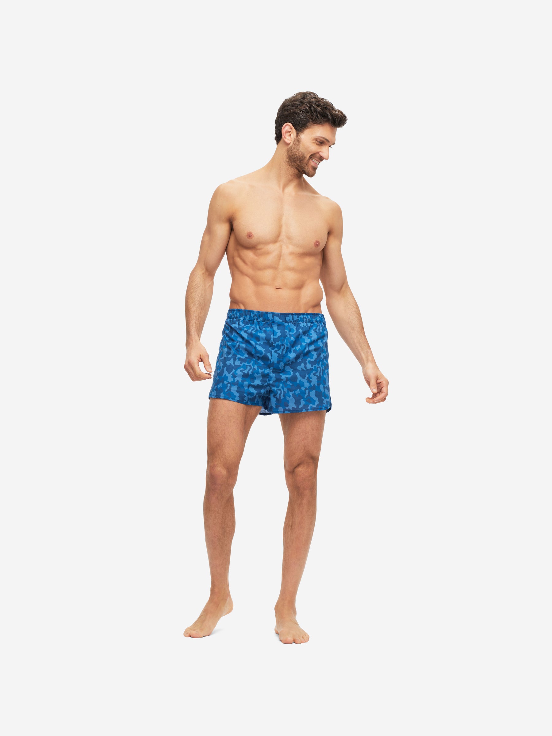 Men's Modern Fit Boxers Ledbury 55 Cotton Batiste Blue