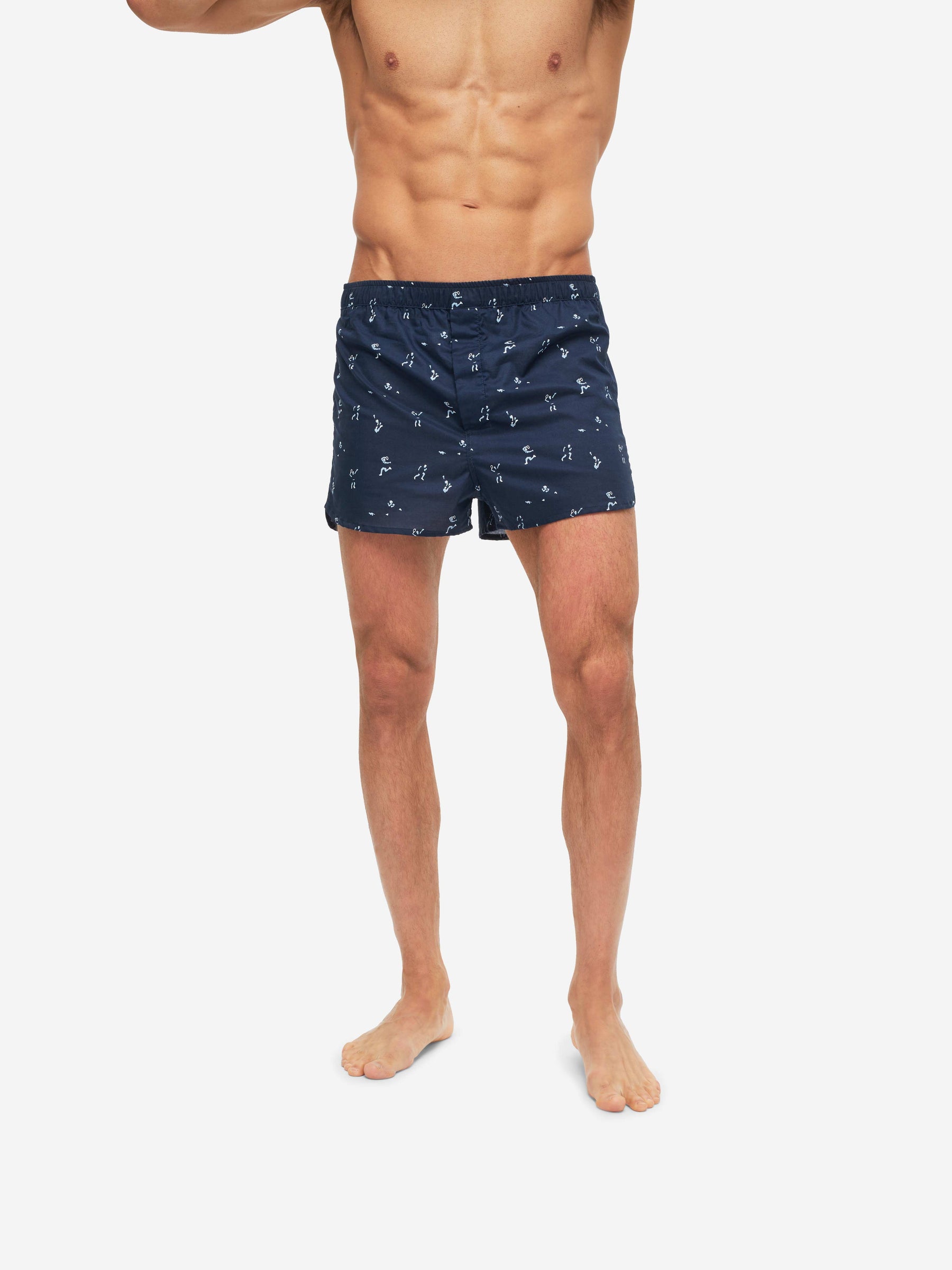 Men's Modern Fit Boxers Nelson 91 Cotton Batiste Navy