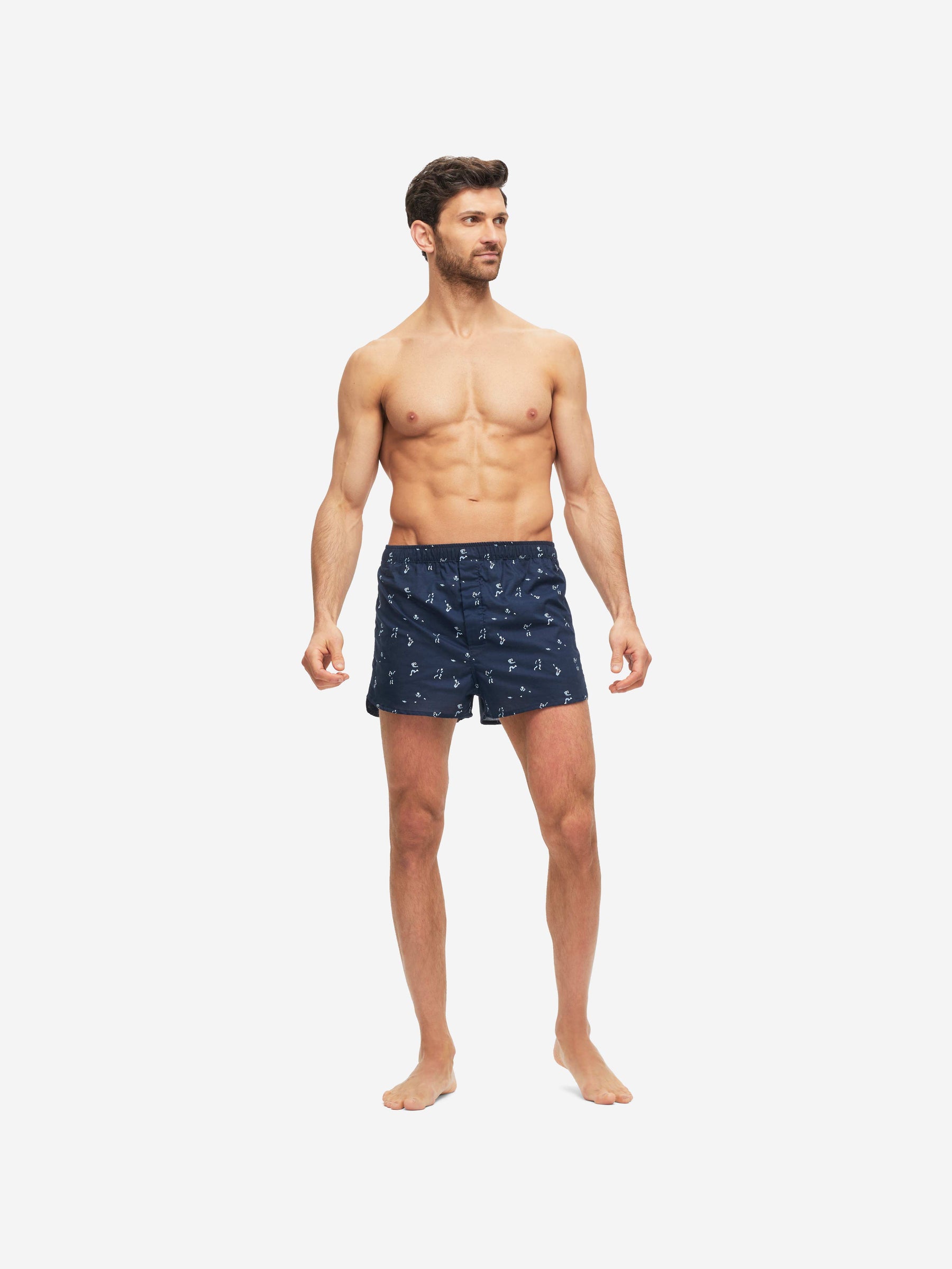 Men's Modern Fit Boxers Nelson 91 Cotton Batiste Navy