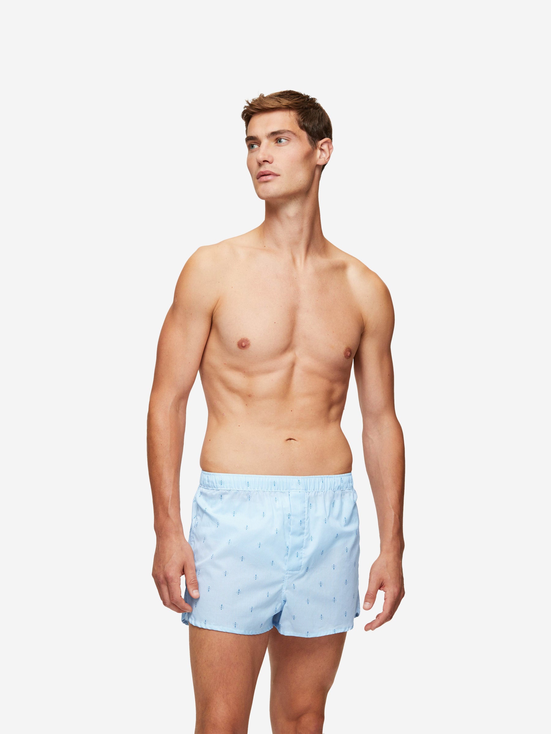 Men's Modern Fit Boxers Nelson 94 Cotton Batiste Blue