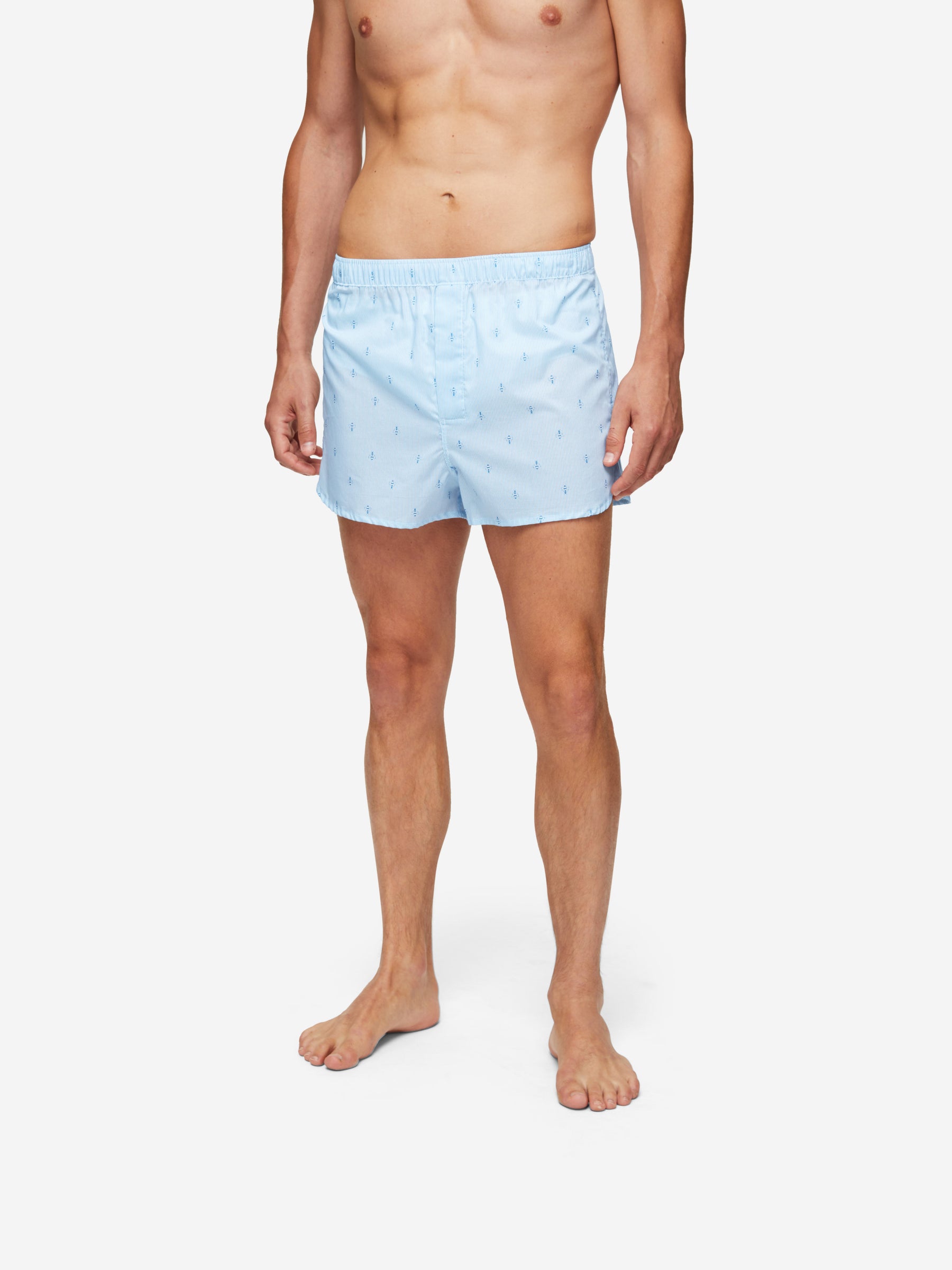 Men's Modern Fit Boxers Nelson 94 Cotton Batiste Blue