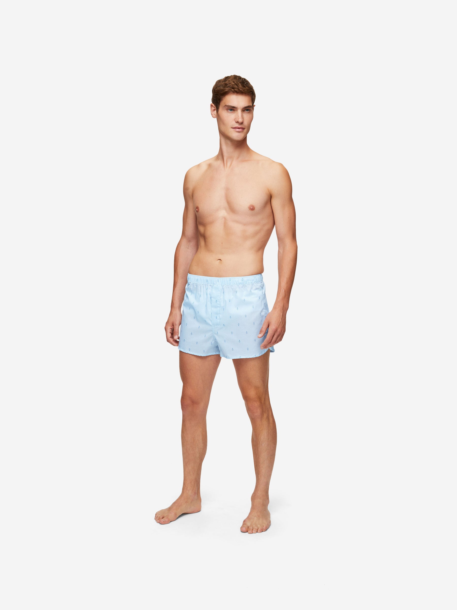 Men's Modern Fit Boxers Nelson 94 Cotton Batiste Blue