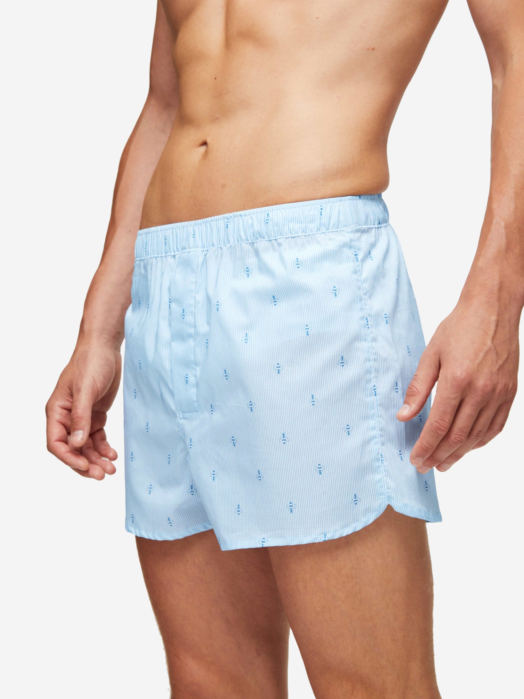 Men's Modern Fit Boxers Nelson 94 Cotton Batiste Blue