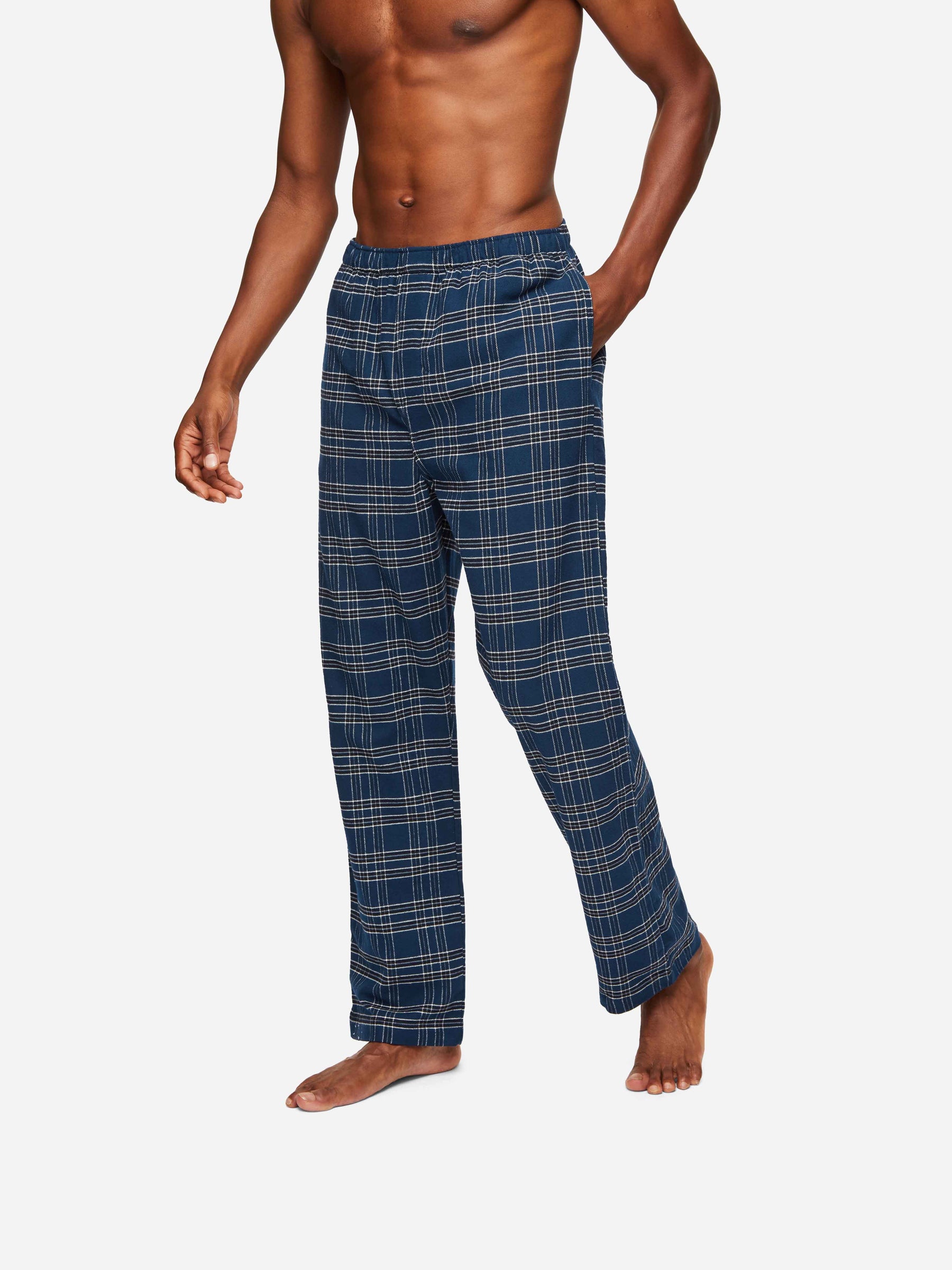 Men's Modern Fit Pyjamas Kelburn 30 Brushed Cotton Navy