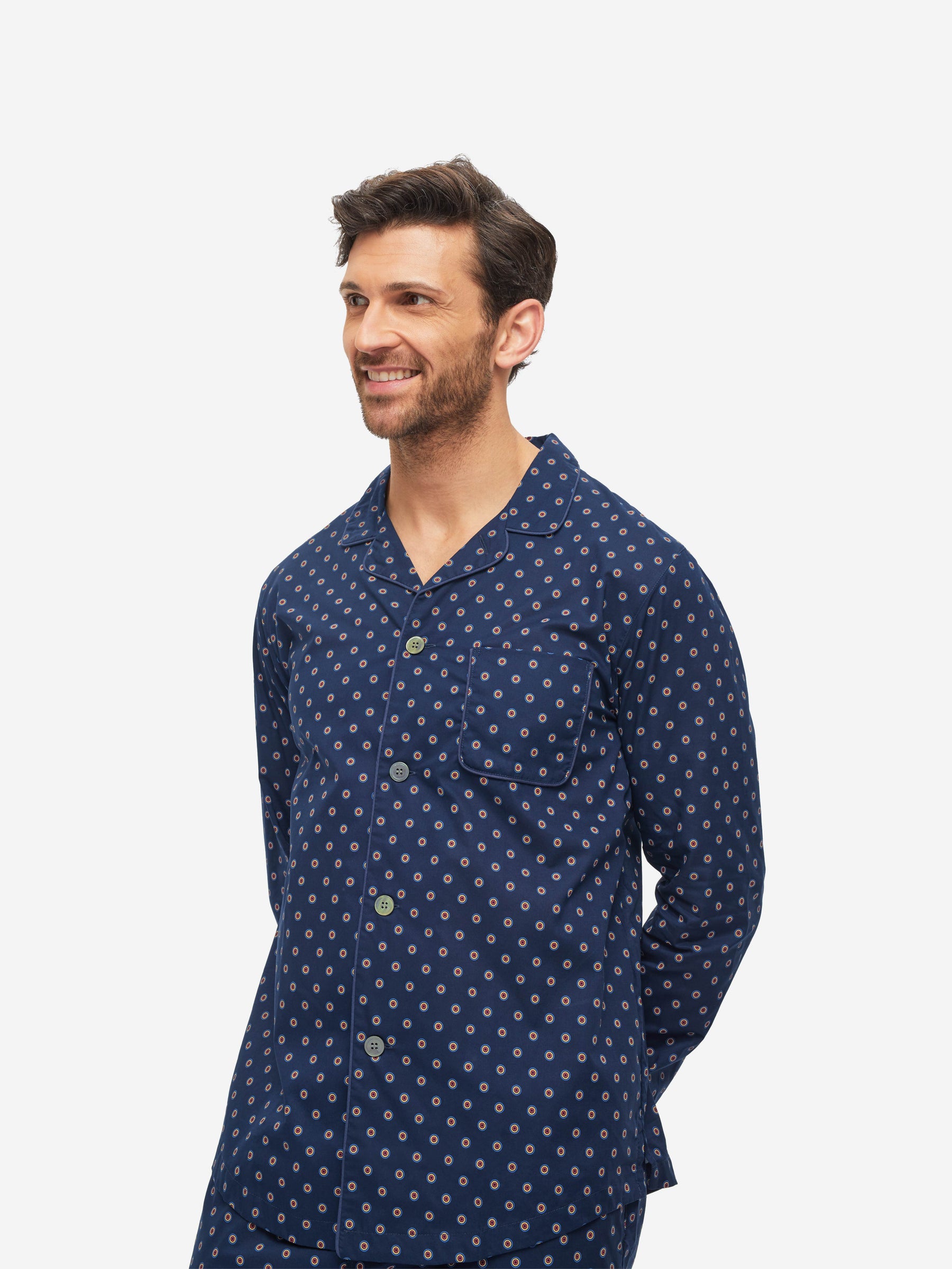 Men's Modern Fit Pyjamas Nelson 90 Cotton Batiste Navy