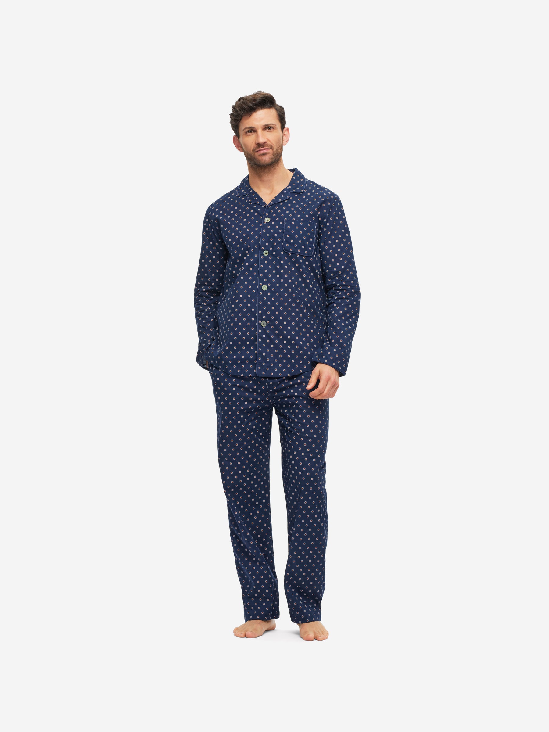 Men's Modern Fit Pyjamas Nelson 90 Cotton Batiste Navy