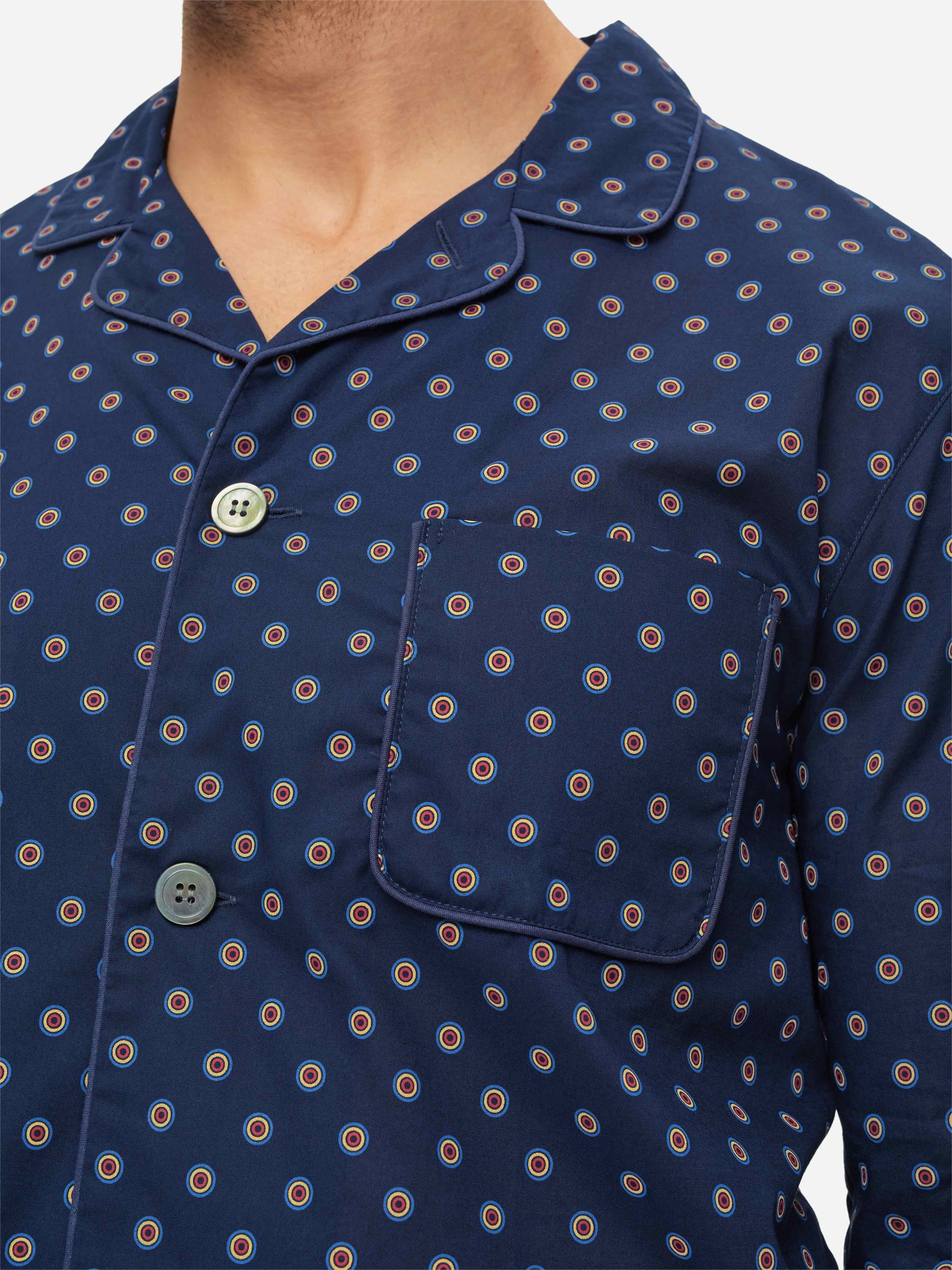 Men's Modern Fit Pyjamas Nelson 90 Cotton Batiste Navy
