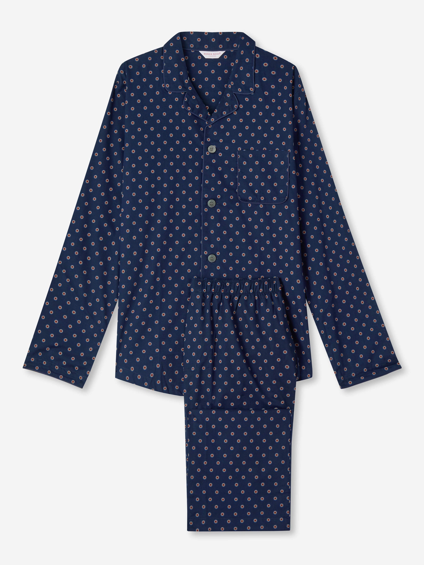 Men's Modern Fit Pyjamas Nelson 90 Cotton Batiste Navy