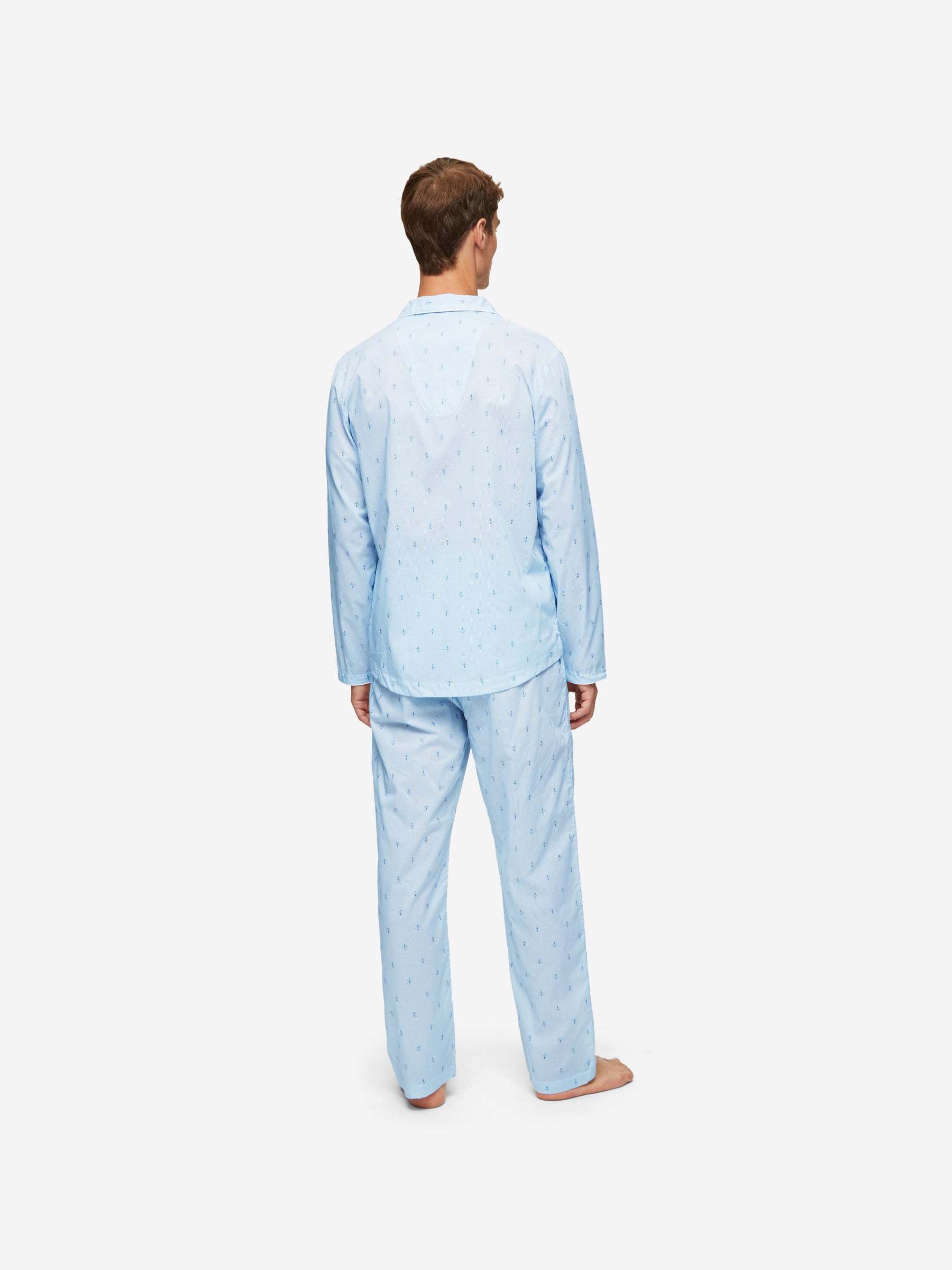 Men's Modern Fit Pyjamas Nelson 94 Cotton Batiste Blue