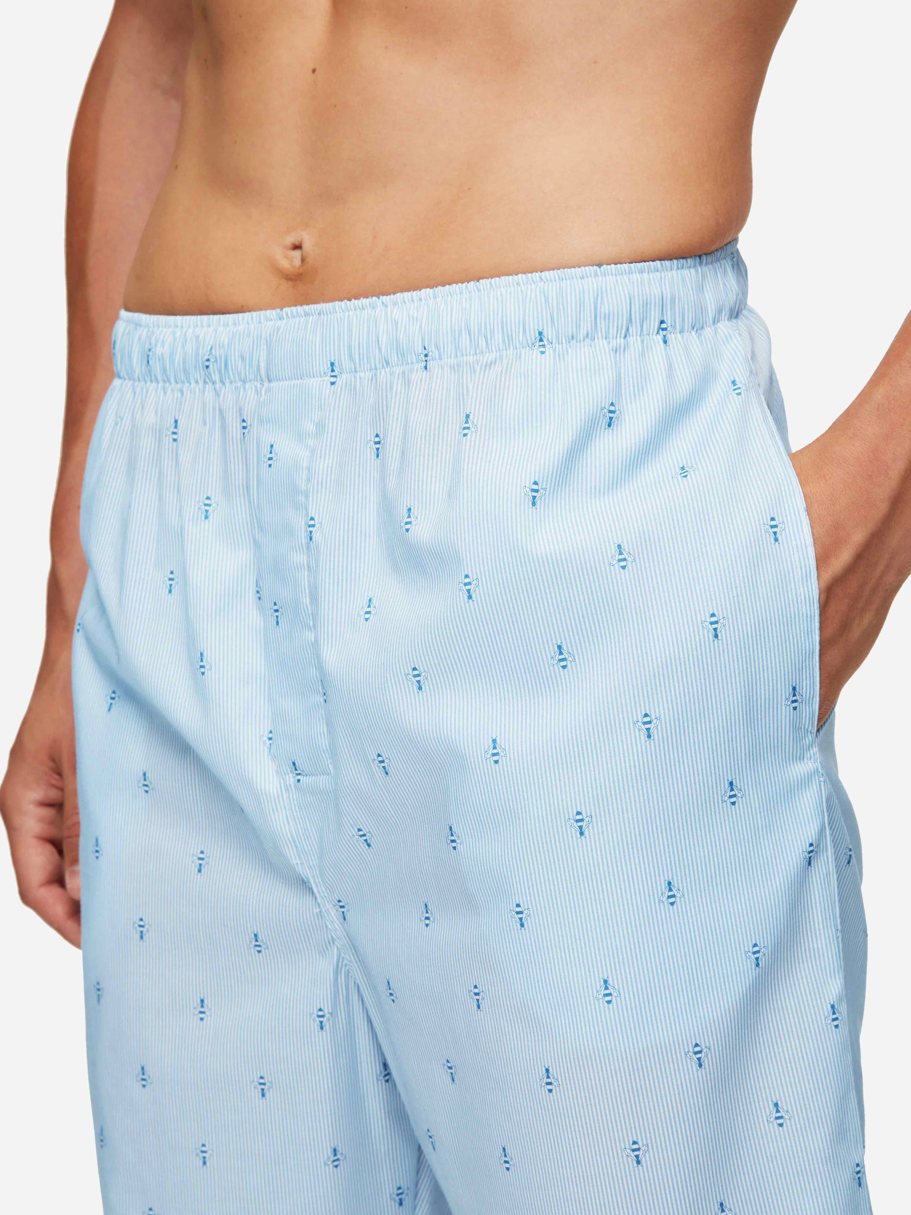 Men's Modern Fit Pyjamas Nelson 94 Cotton Batiste Blue