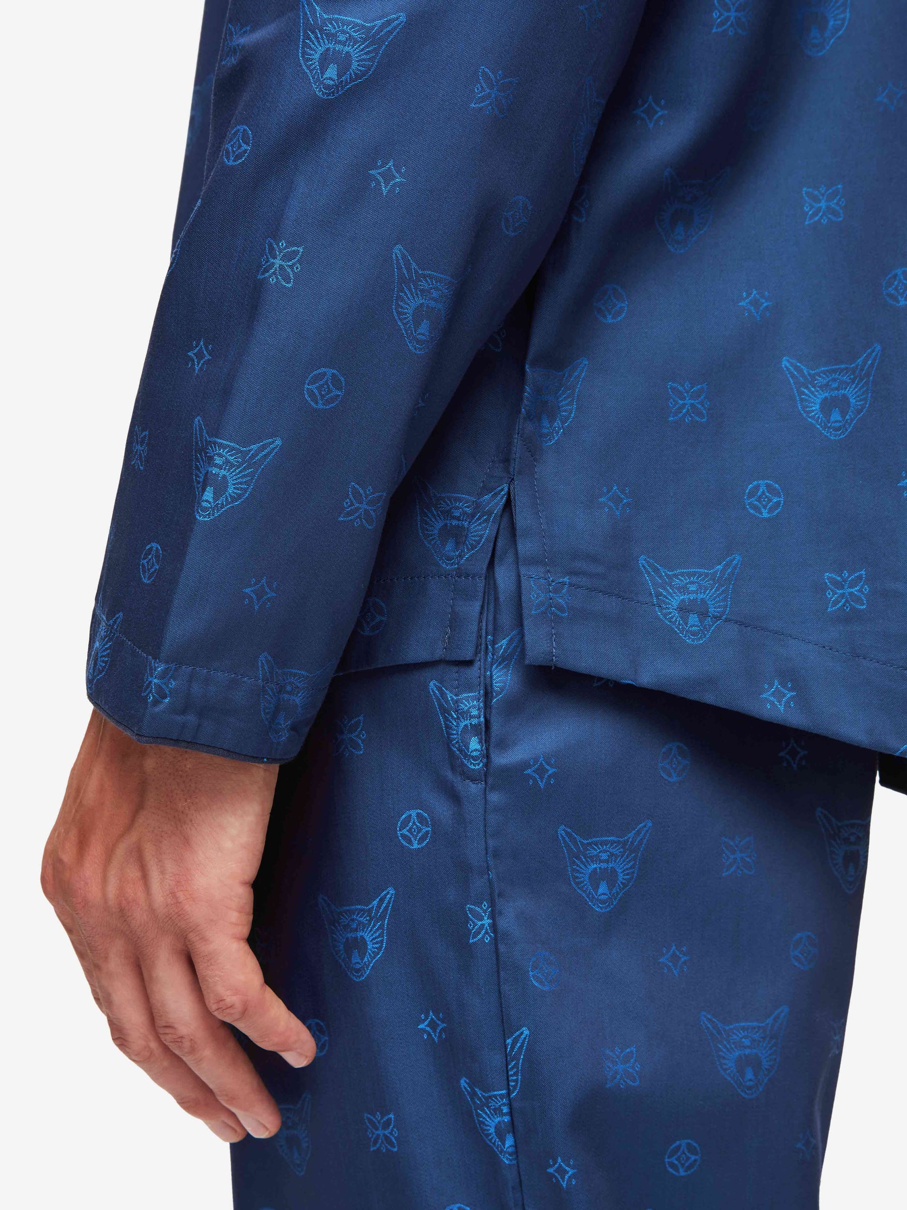 Men's Modern Fit Pyjamas Paris 24 Cotton Jacquard Navy
