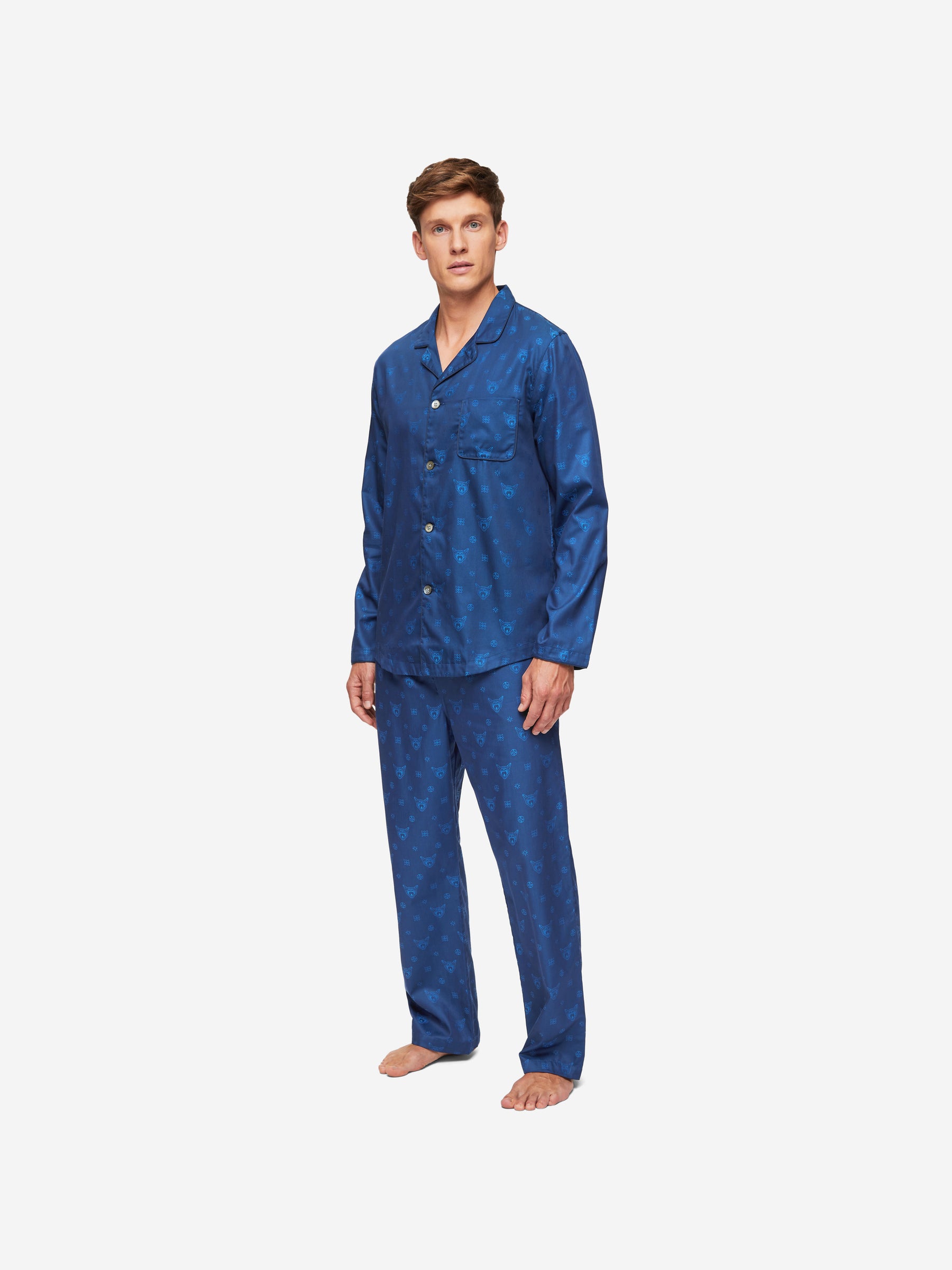 Men's Modern Fit Pyjamas Paris 24 Cotton Jacquard Navy