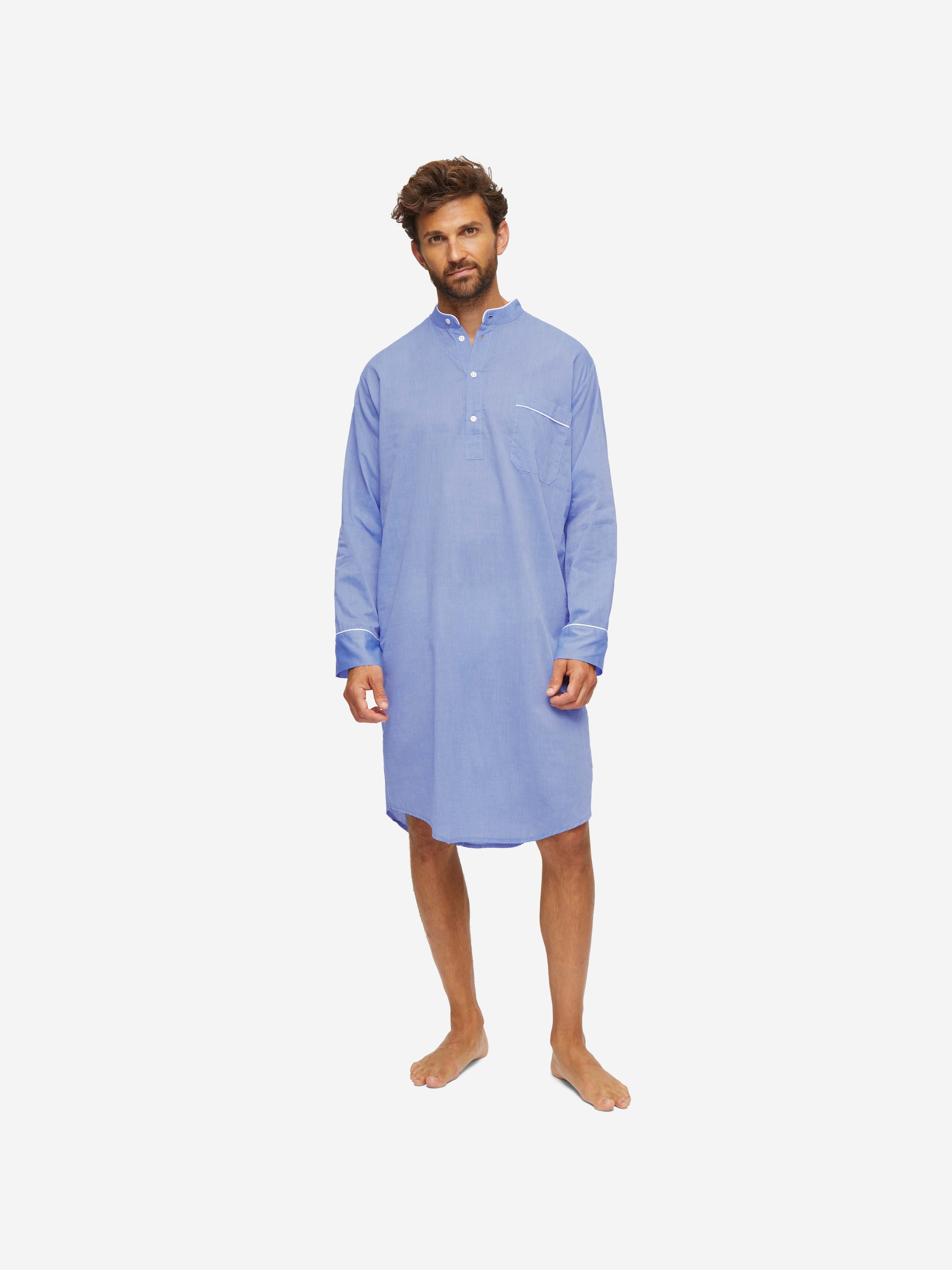 Men's Nightshirt Amalfi Cotton Batiste Blue