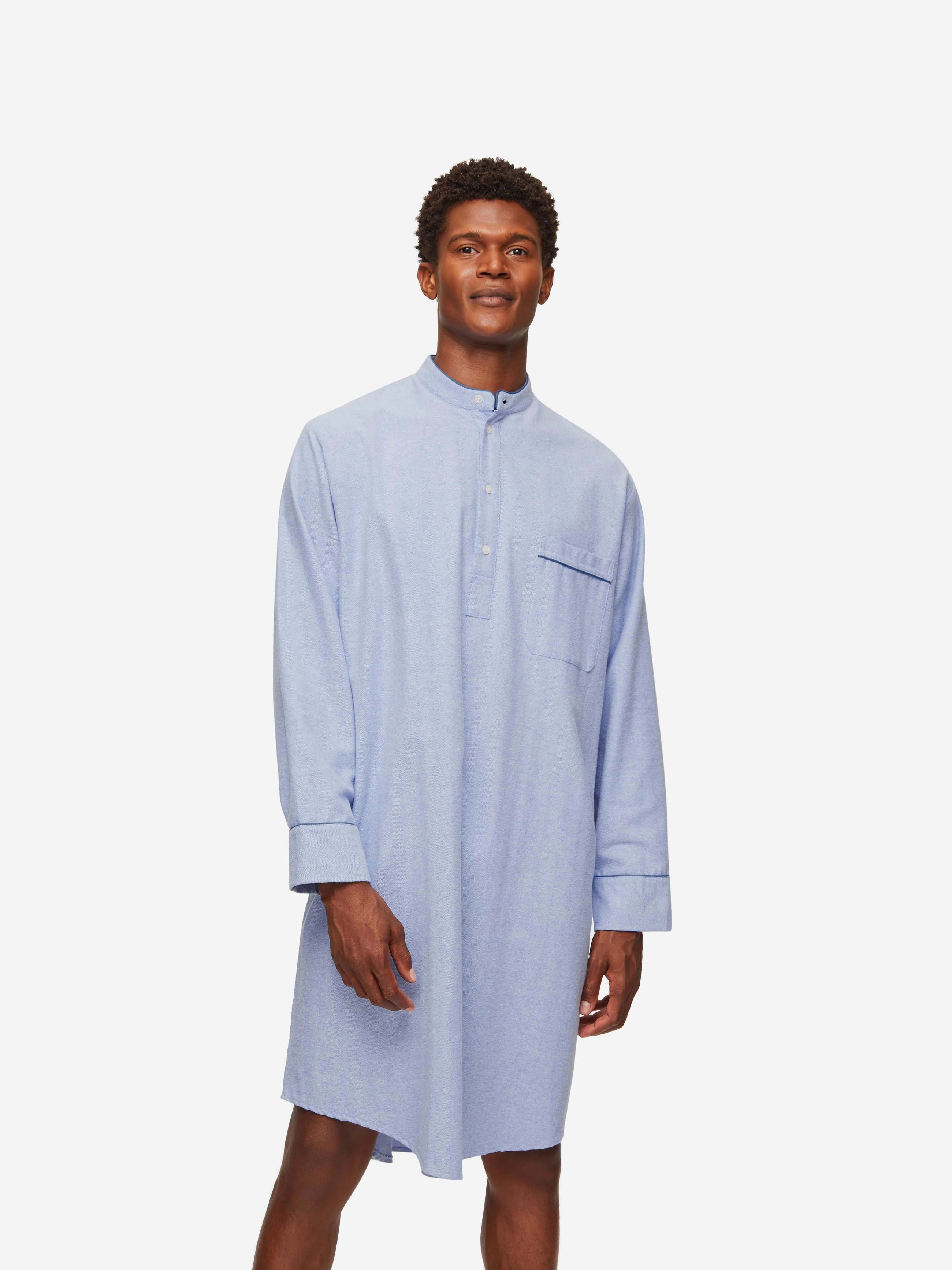 Men's Nightshirt Arran 24 Brushed Cotton Blue