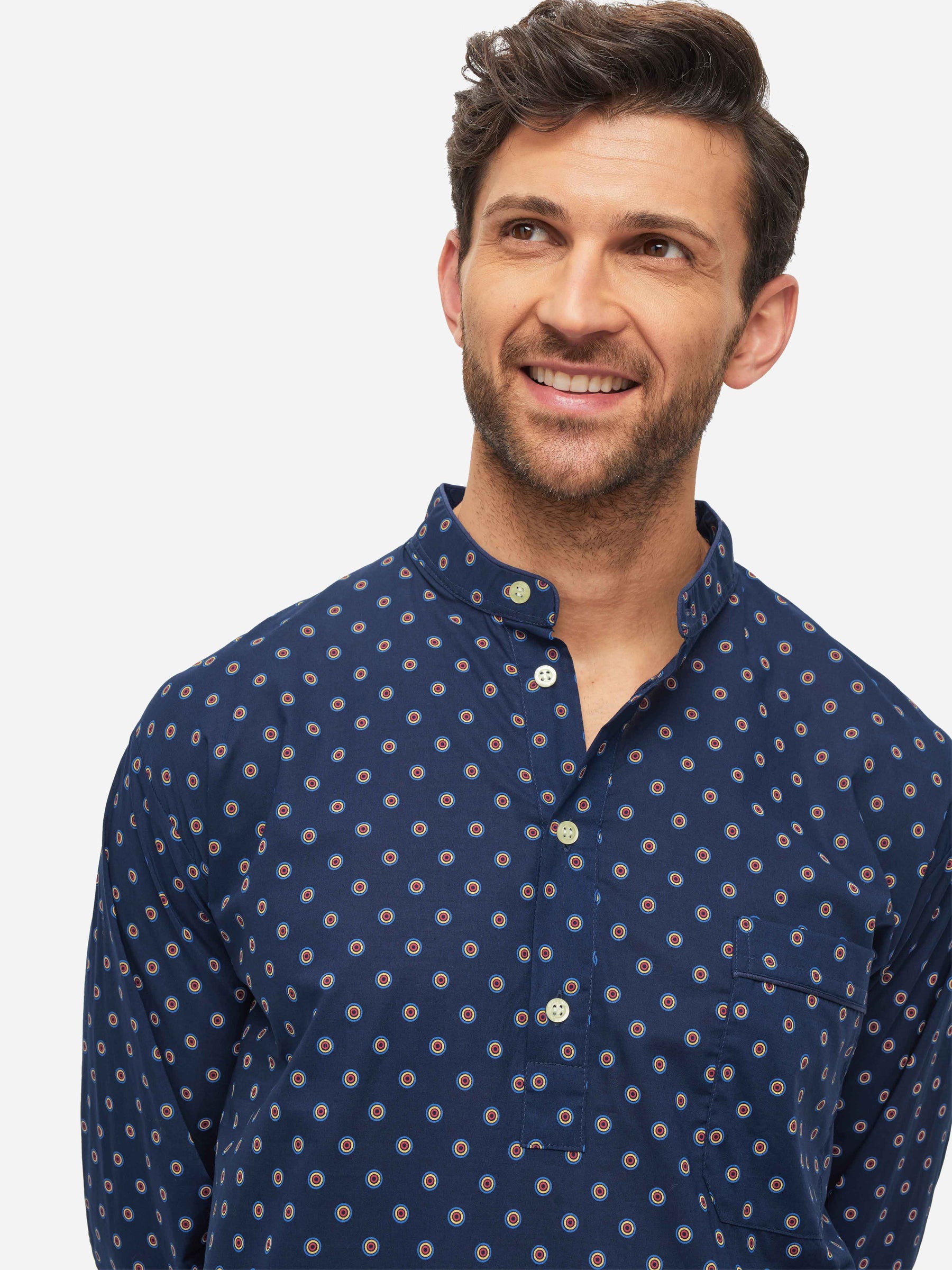 Men's Nightshirt Nelson 90 Cotton Batiste Navy