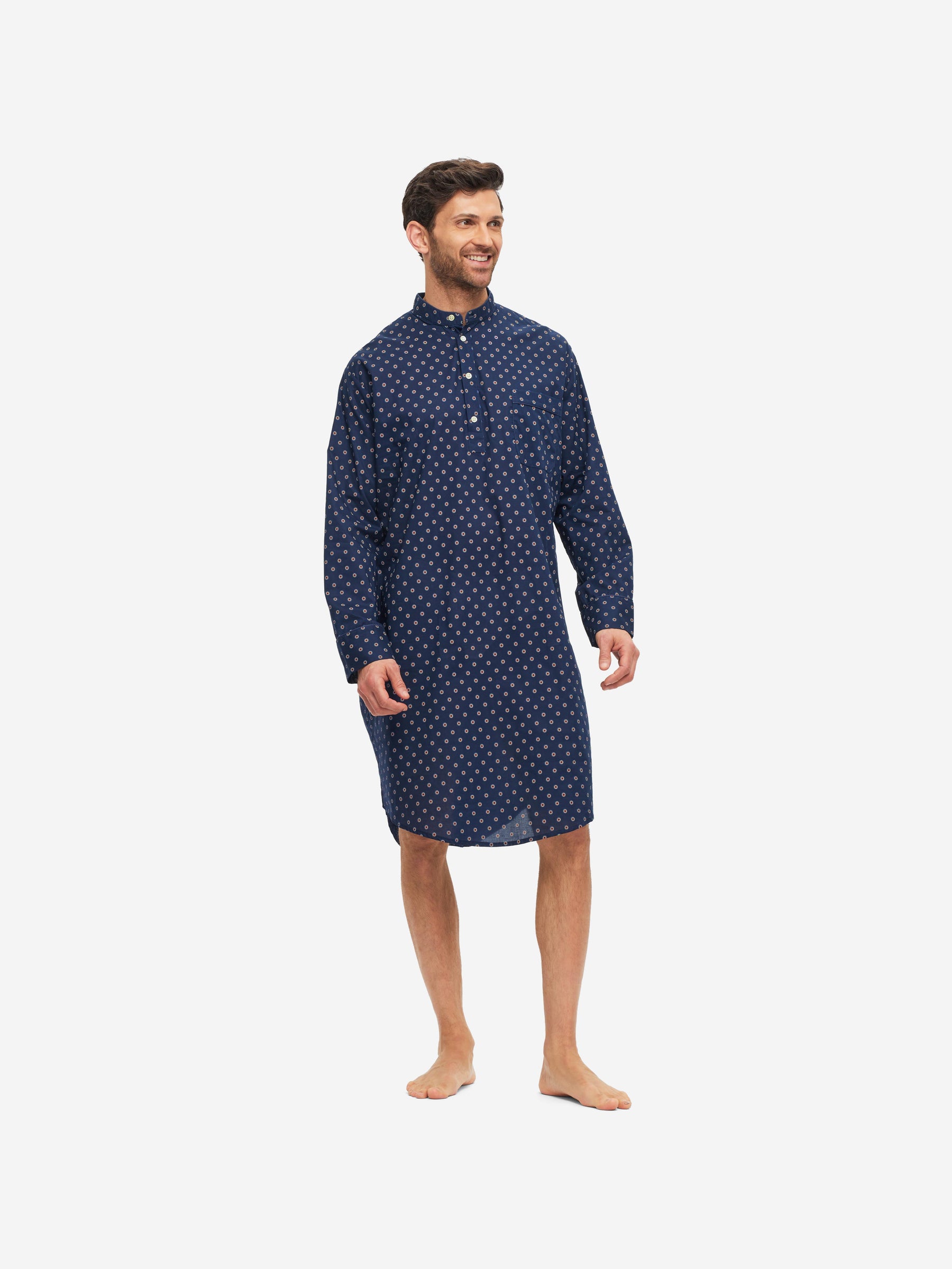 Men's Nightshirt Nelson 90 Cotton Batiste Navy