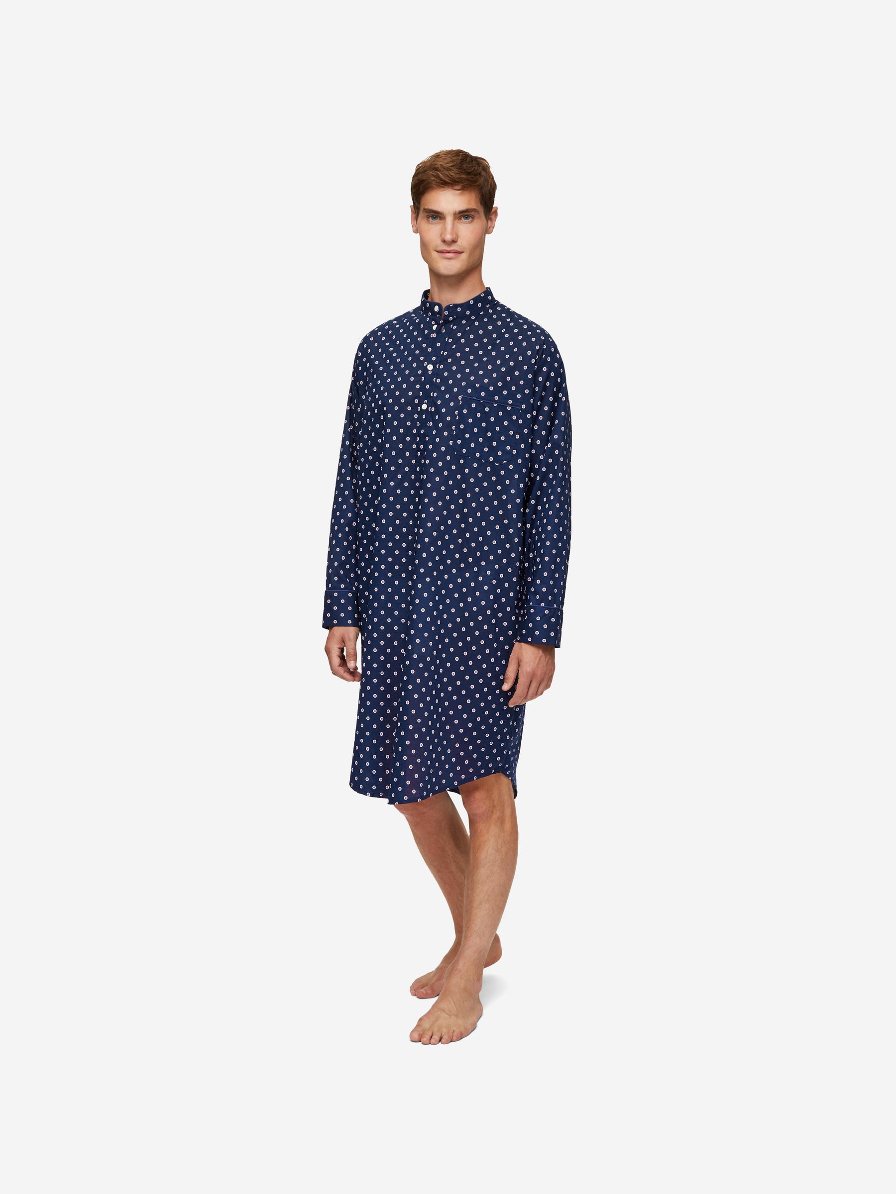 Men's Nightshirt Nelson 93 Cotton Batiste Navy