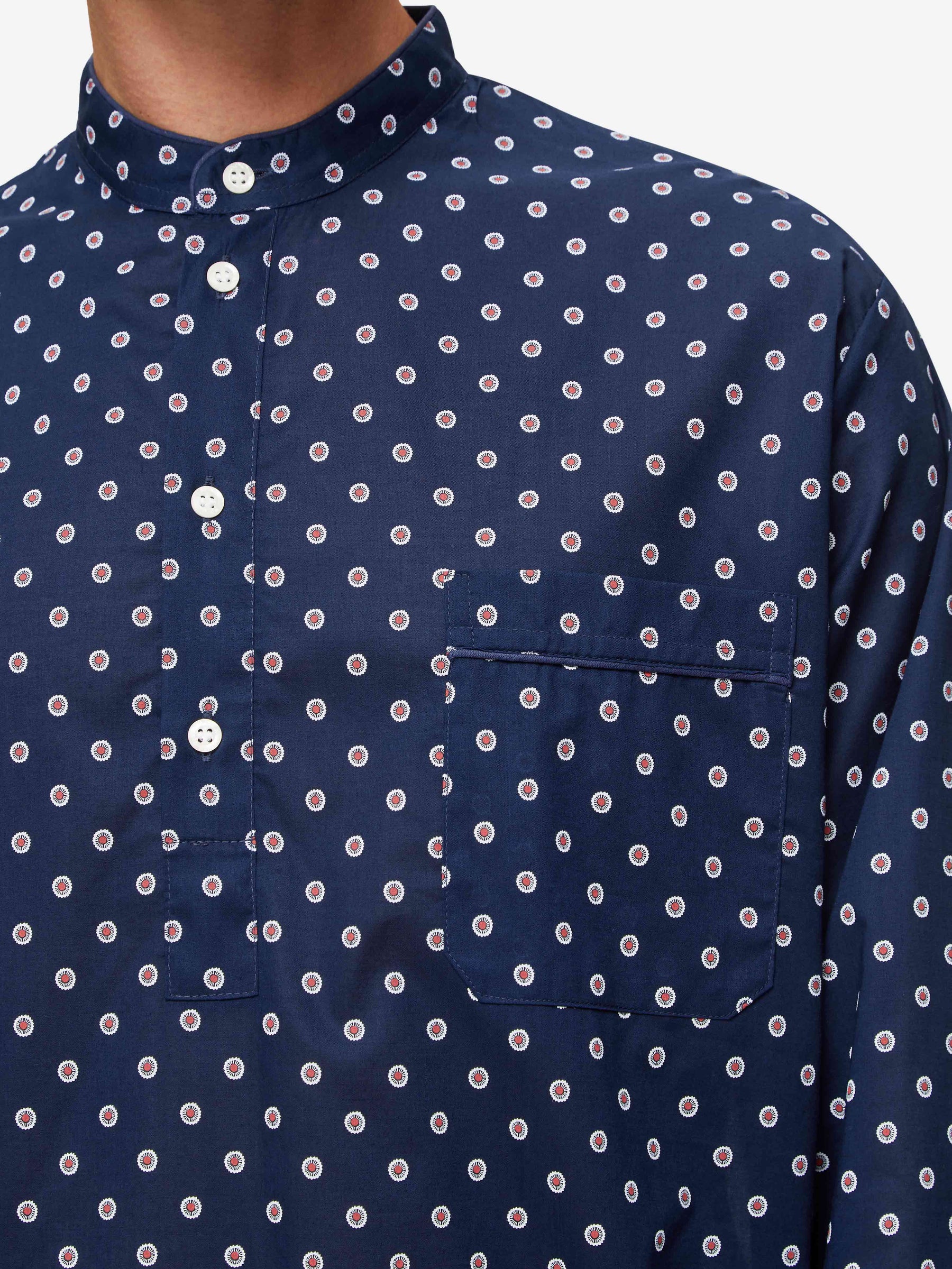 Men's Nightshirt Nelson 93 Cotton Batiste Navy
