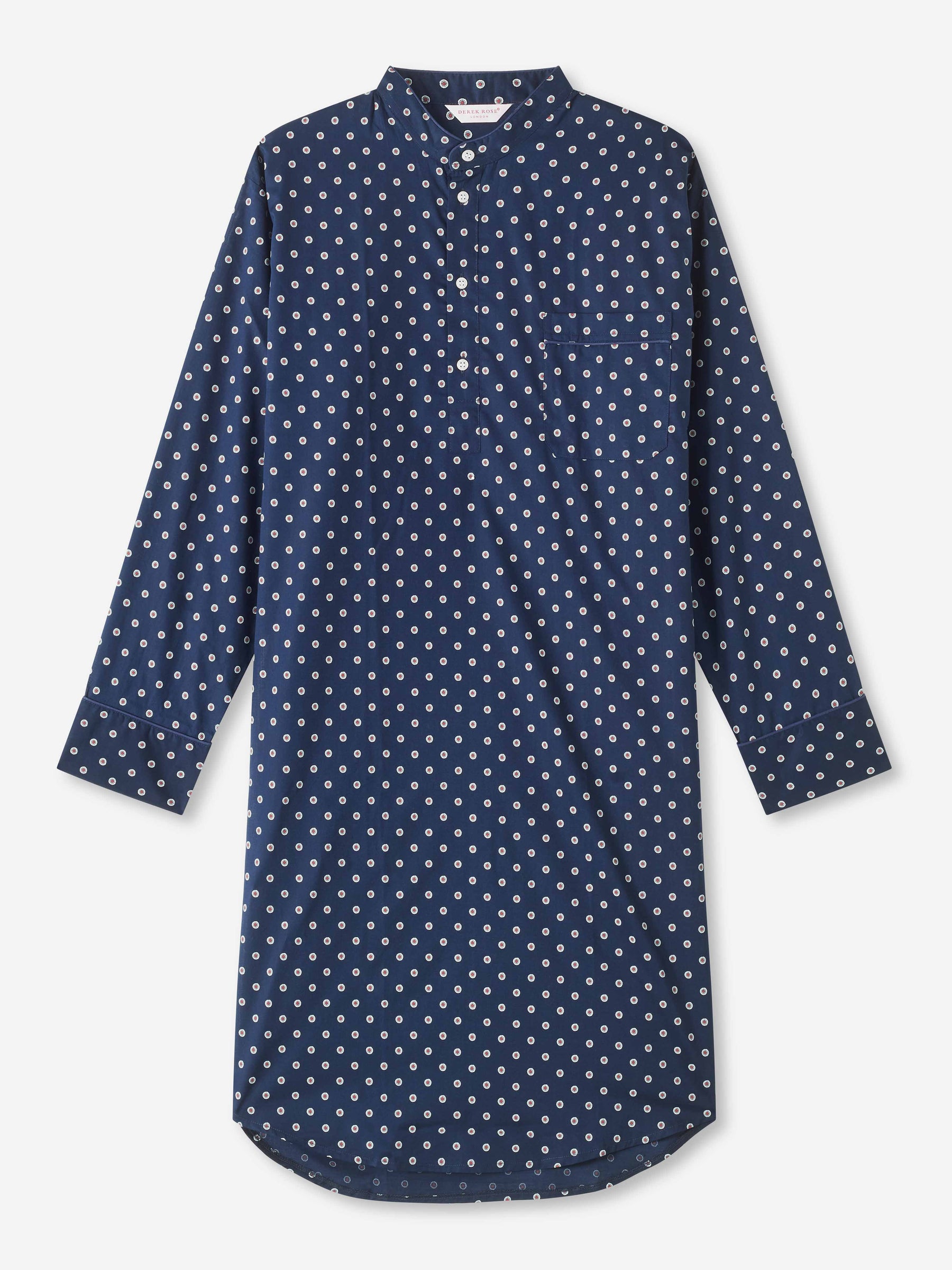 Men's Nightshirt Nelson 93 Cotton Batiste Navy