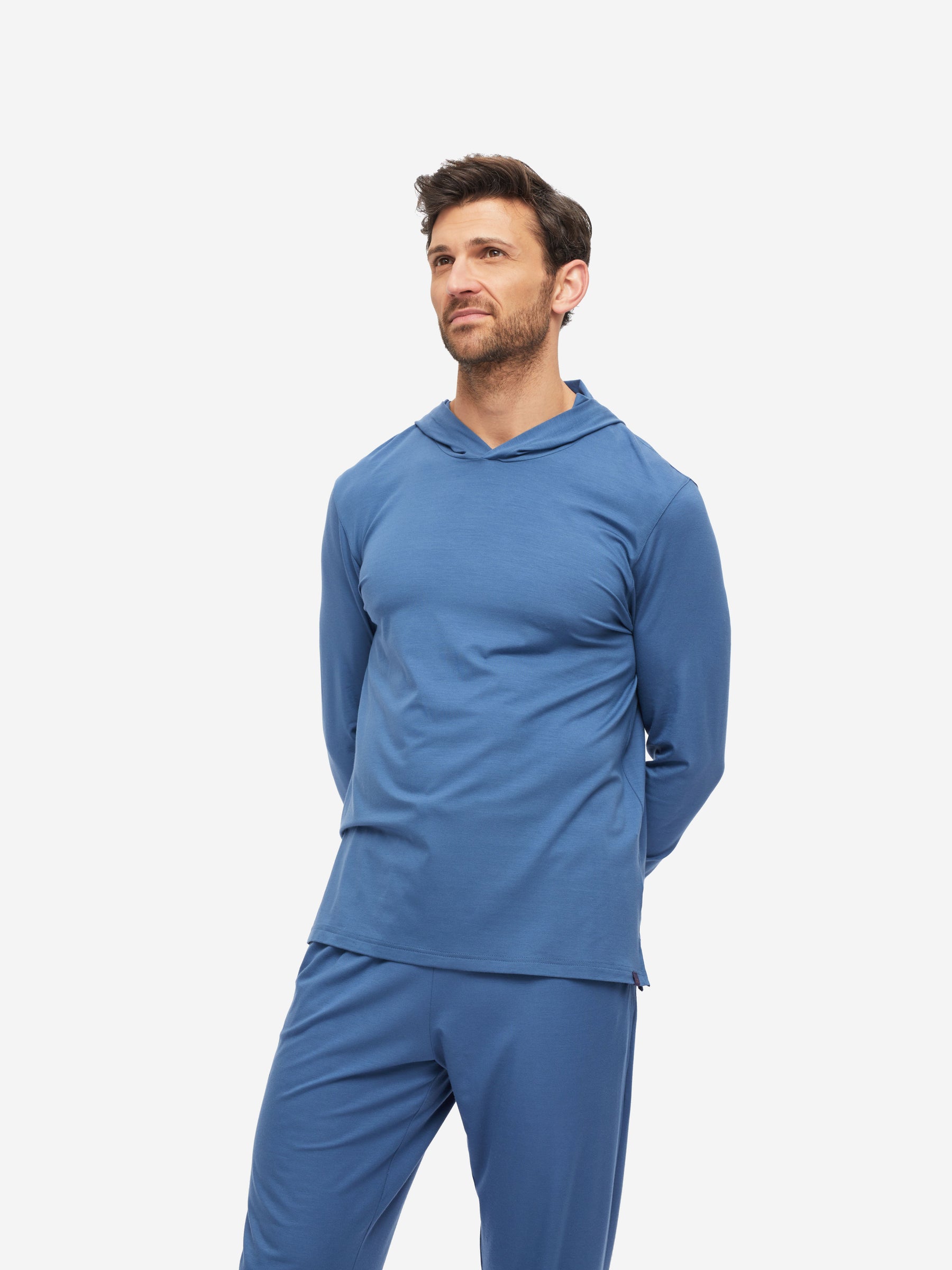 Men's Pullover Hoodie Basel Micro Modal Stretch Storm Blue
