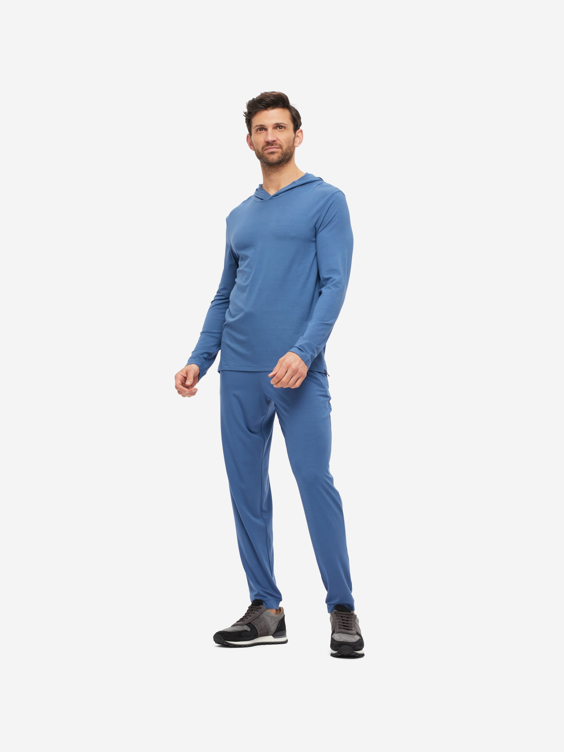 Men's Pullover Hoodie Basel Micro Modal Stretch Storm Blue
